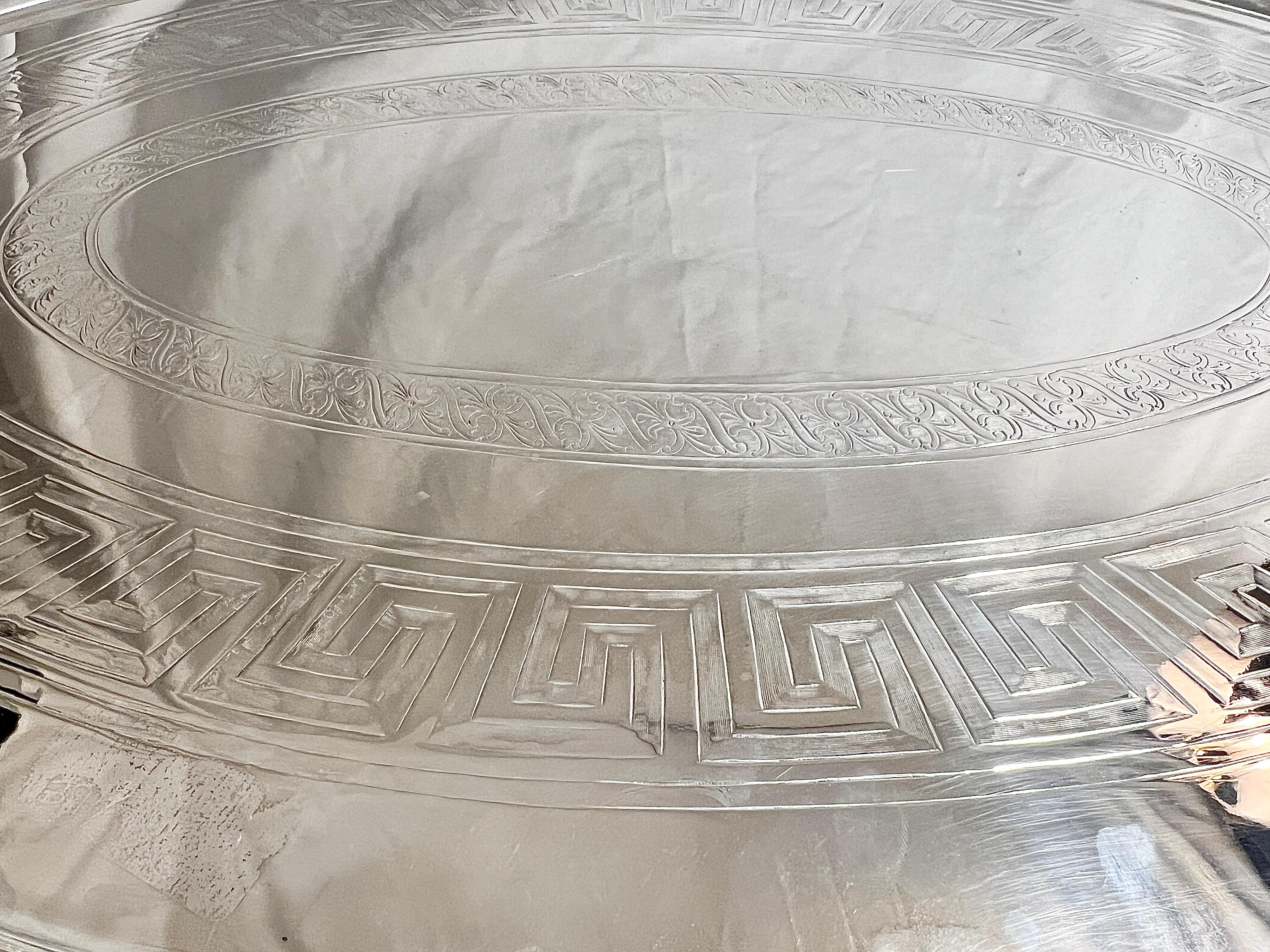 Antique English Sheffield Silver Plate Tray Signed 