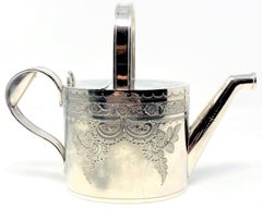 Antique English Sheffield Silver Plated and Hand Engraved Watering Can