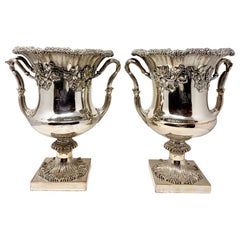 Antique English Sheffield Silver Plated Champagne Buckets, Circa 1860