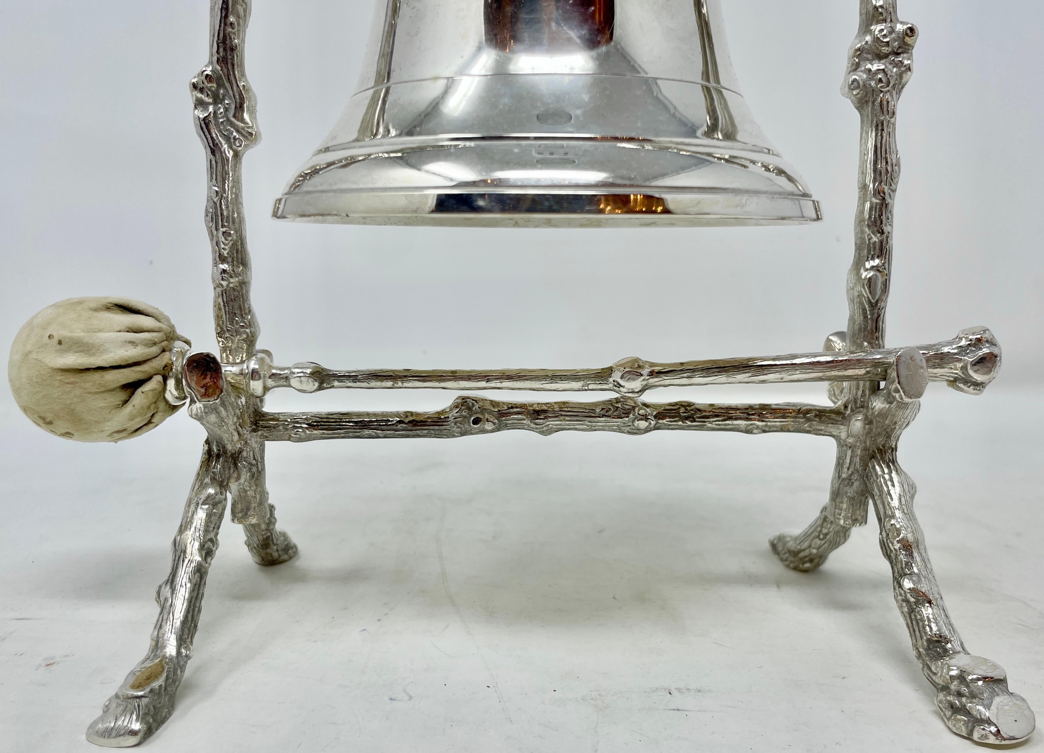 Antique English sheffield silver-plated dinner bell with striker, circa 1880-1890.
