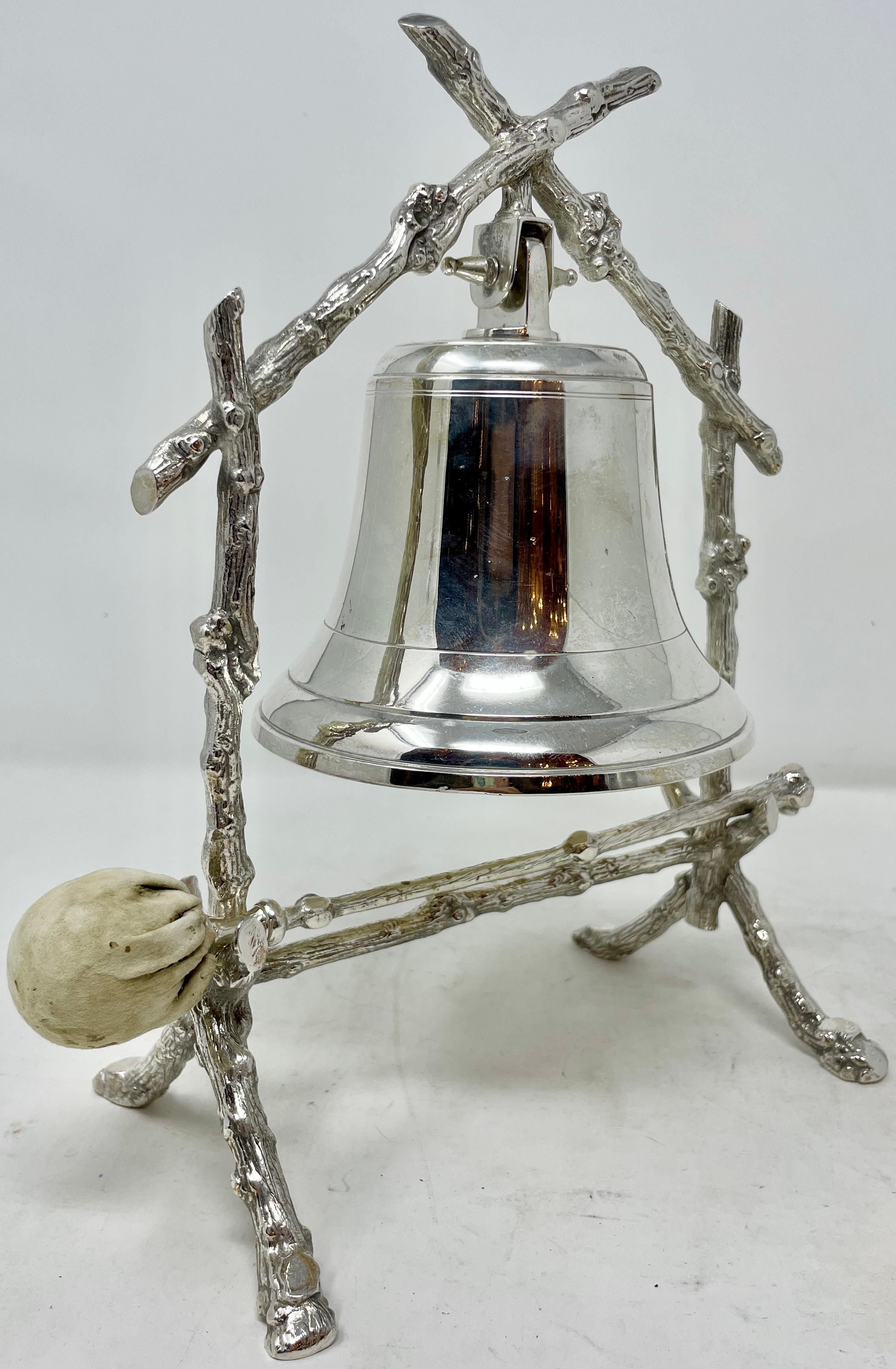 19th Century Antique English Sheffield Silver-Plated Dinner Bell with Striker Circa 1880-1890