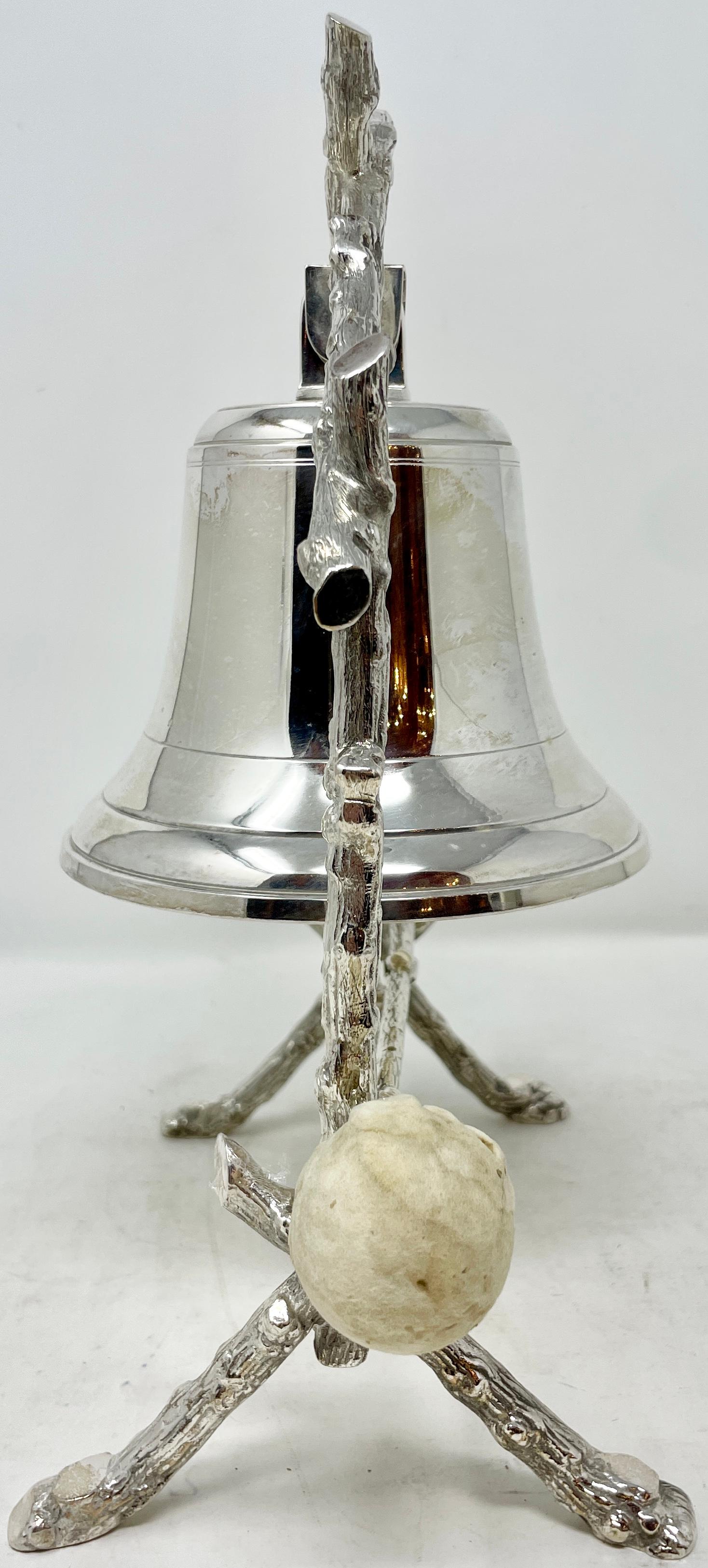 Sheffield Plate Antique English Sheffield Silver-Plated Dinner Bell with Striker Circa 1880-1890