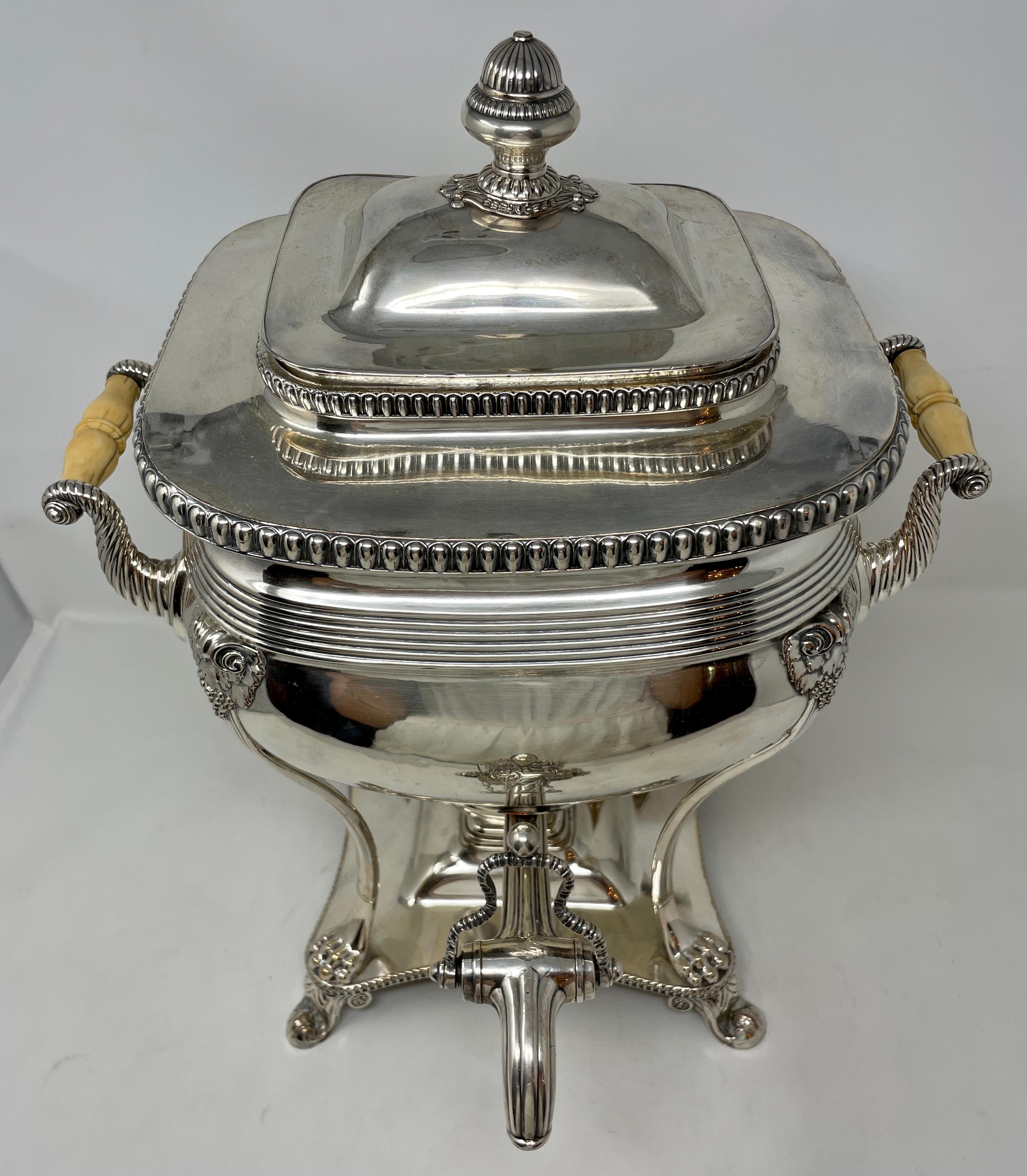 Antique English Sheffield silver-plated hot water kettle, circa 1880.