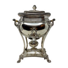 Antico bollitore per acqua calda inglese Sheffield placcato in argento, 1880 circa