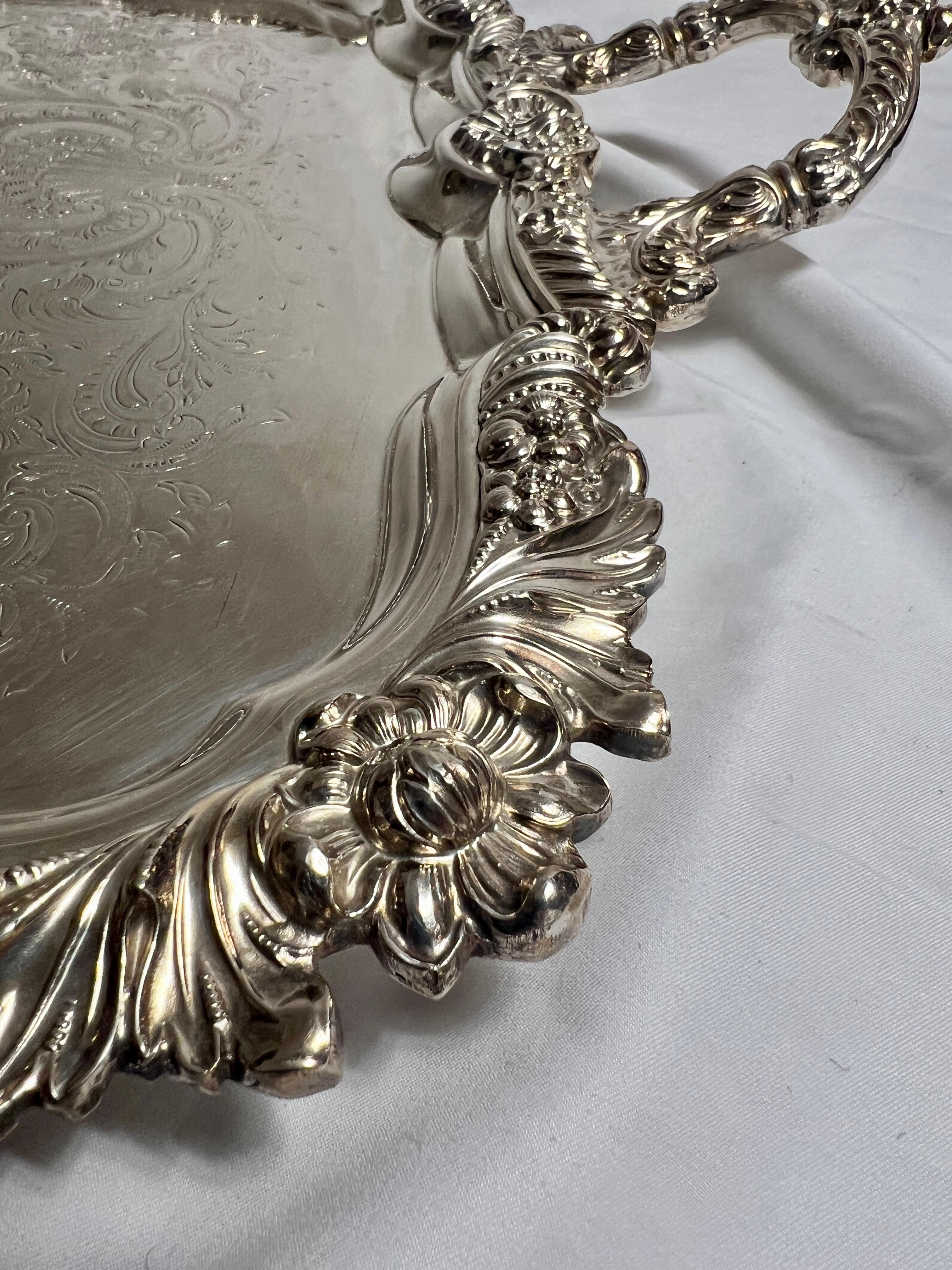 Antique English Sheffield Silver Plated Tray, Circa 1890. For Sale 1
