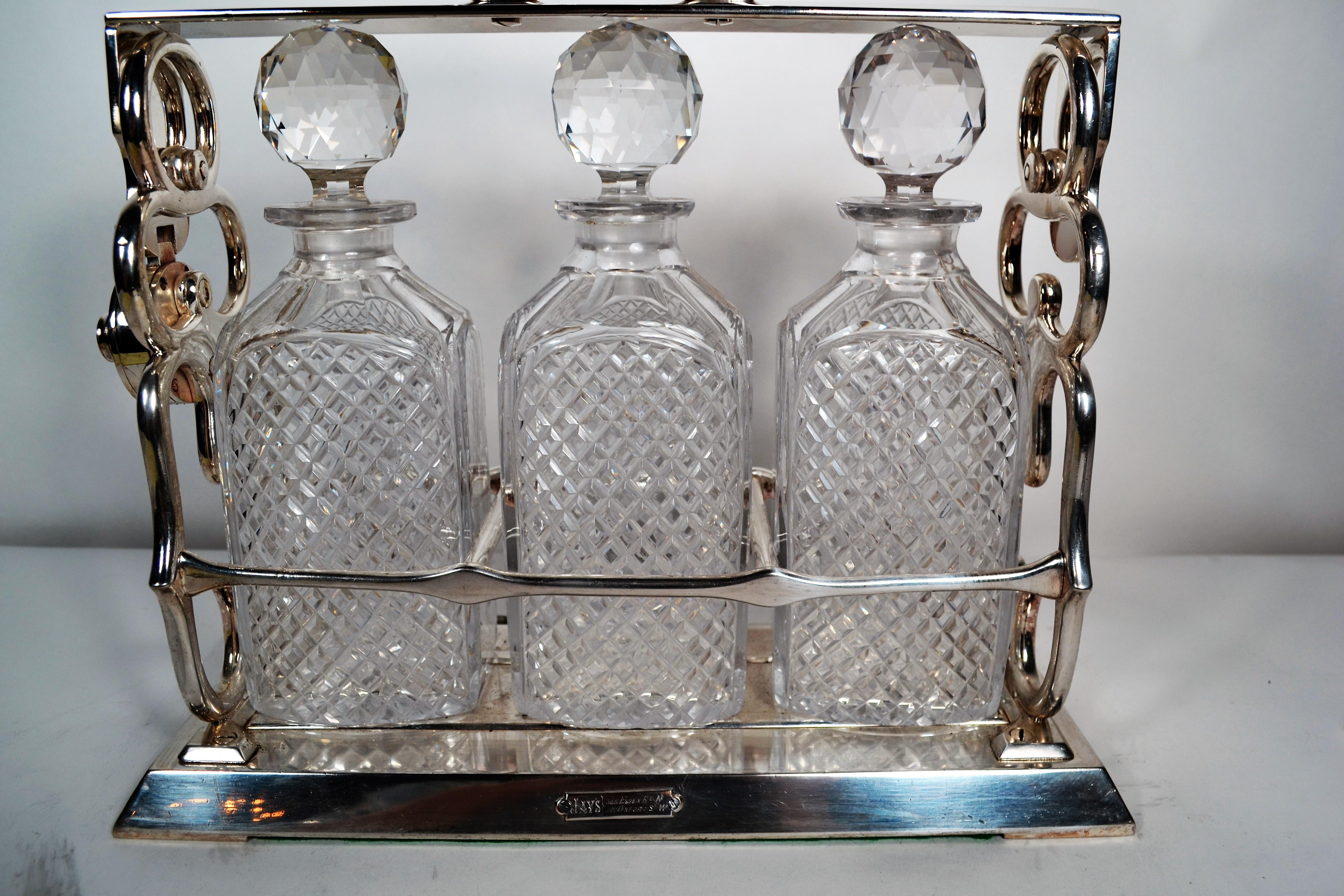 Silver Plate Antique English Sheffield Tantalus, circa 1880