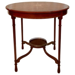 Antique English Sheraton Rosewood & Satinwood Inlaid Mahogany Table, Circa 1880.