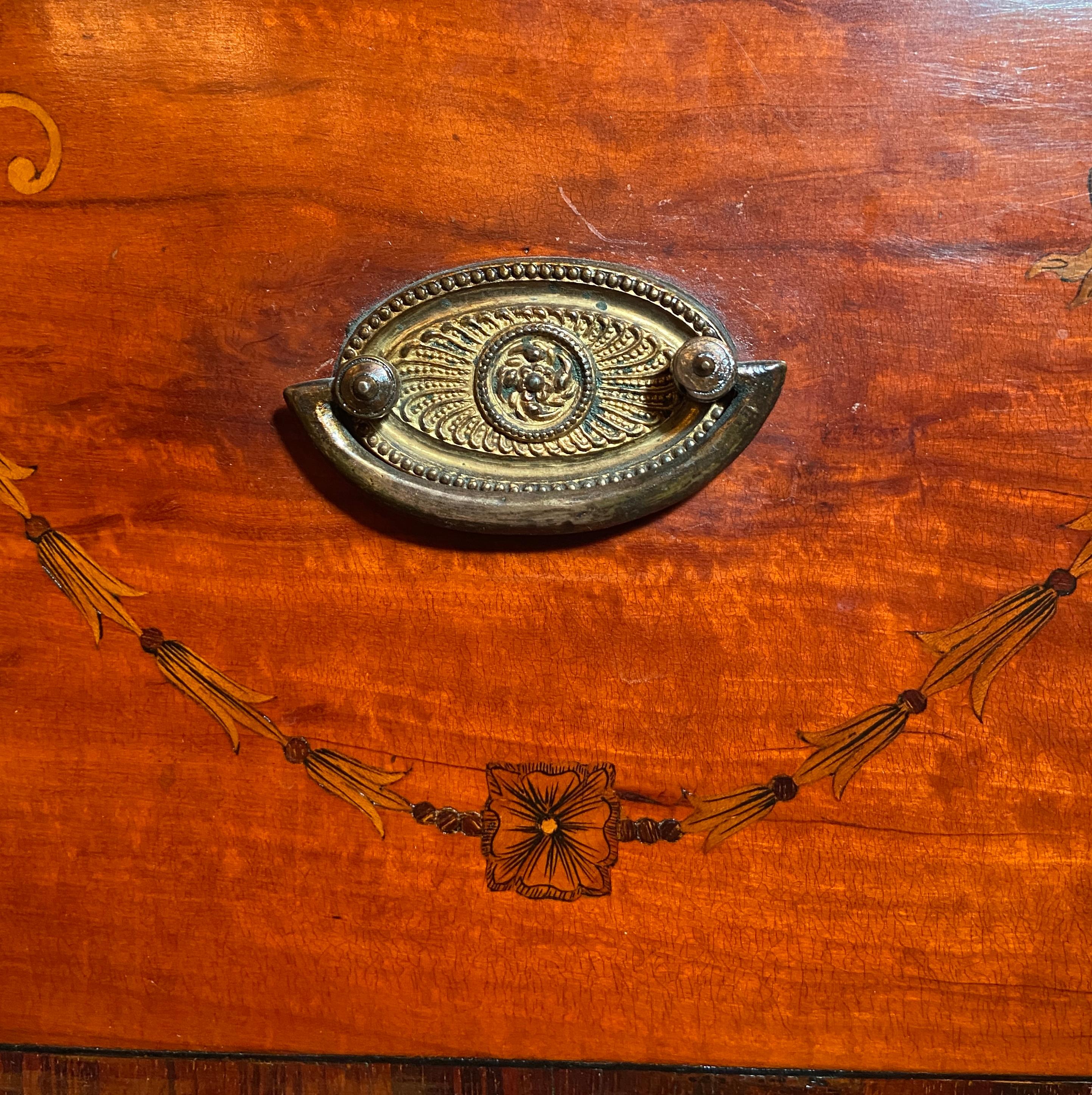Antique English Sheraton Satinwood Inlaid Secretary w/ Rosewood Banding Ca. 1880 For Sale 11