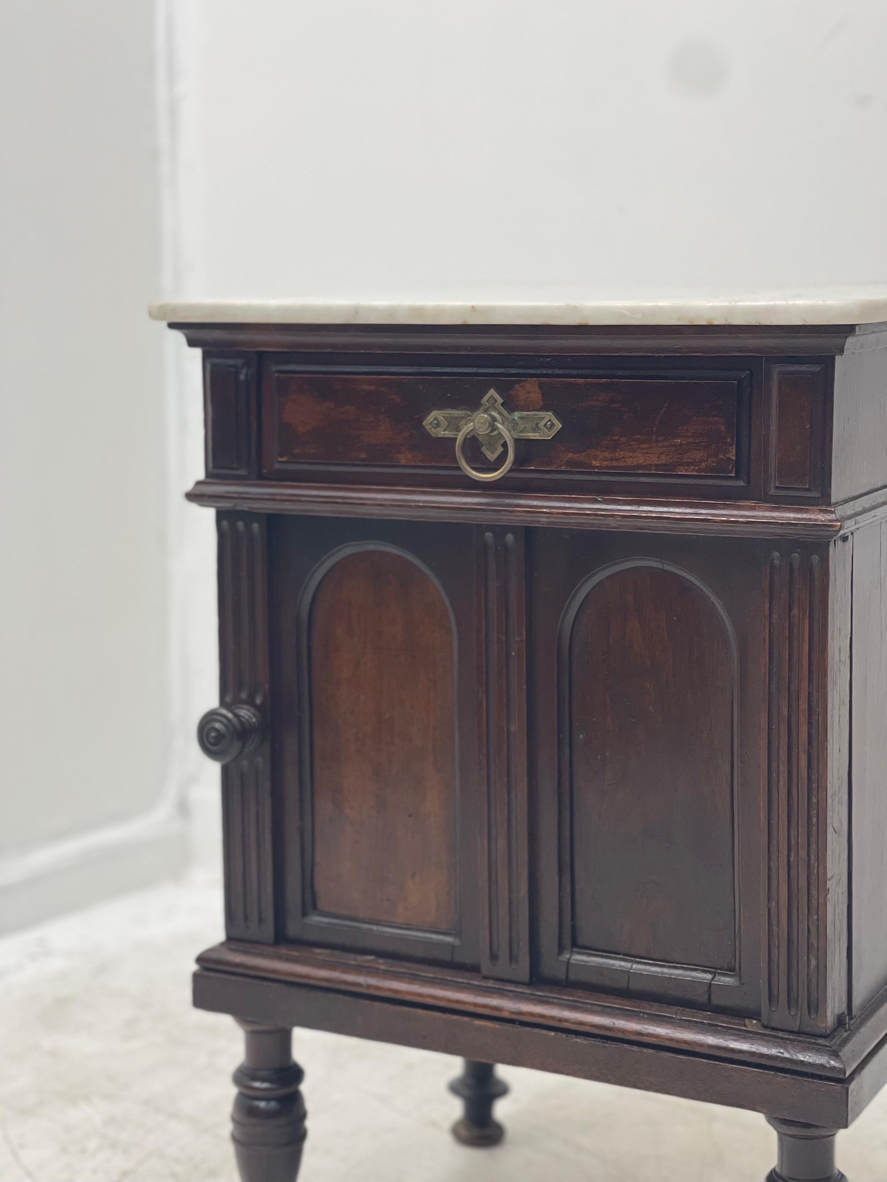Antique English Side Table Stand With Marble Top 3