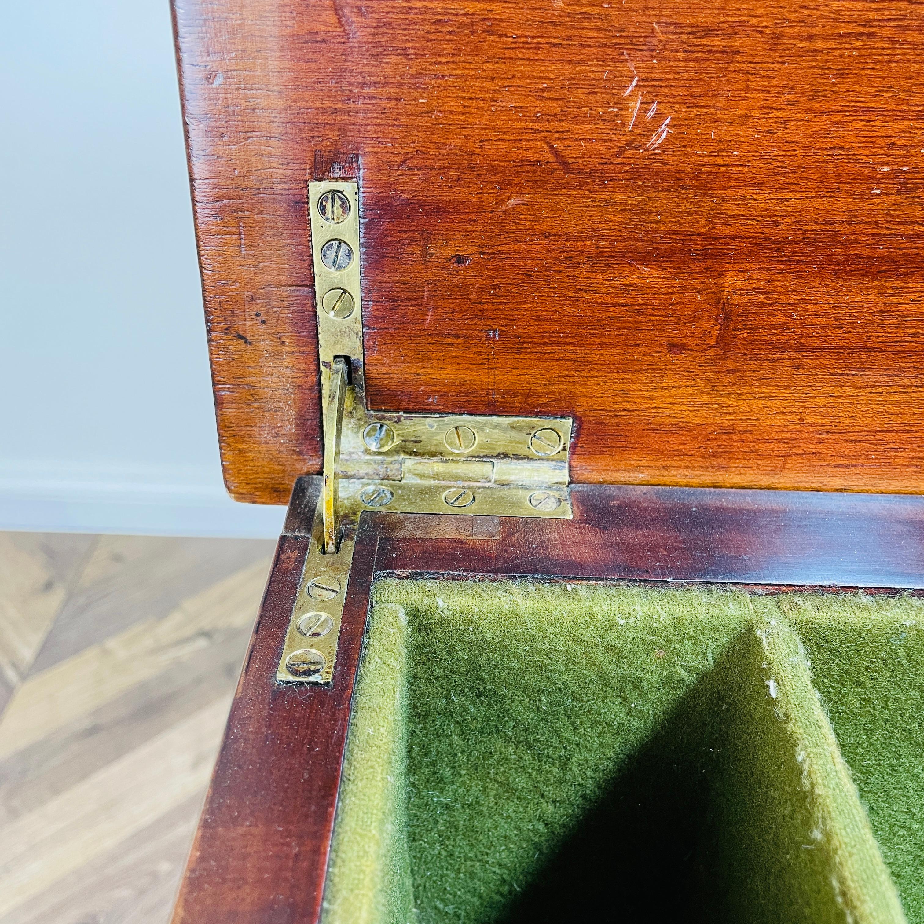 Mahogany Antique English Side Table with Lift Lid Storage by Elkington + Co, 19th Century For Sale