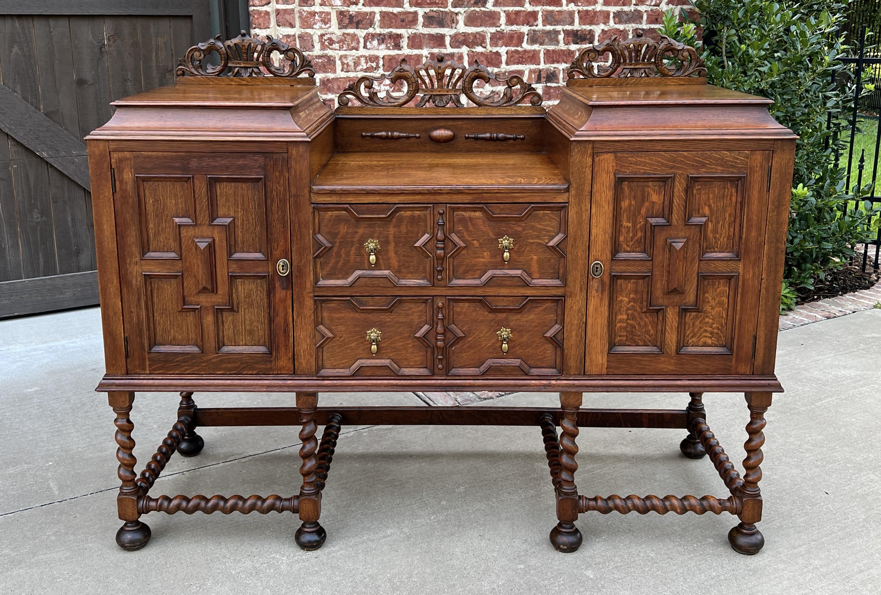     CHARMING Antique English Honey Oak Jacobean Barley Twist 