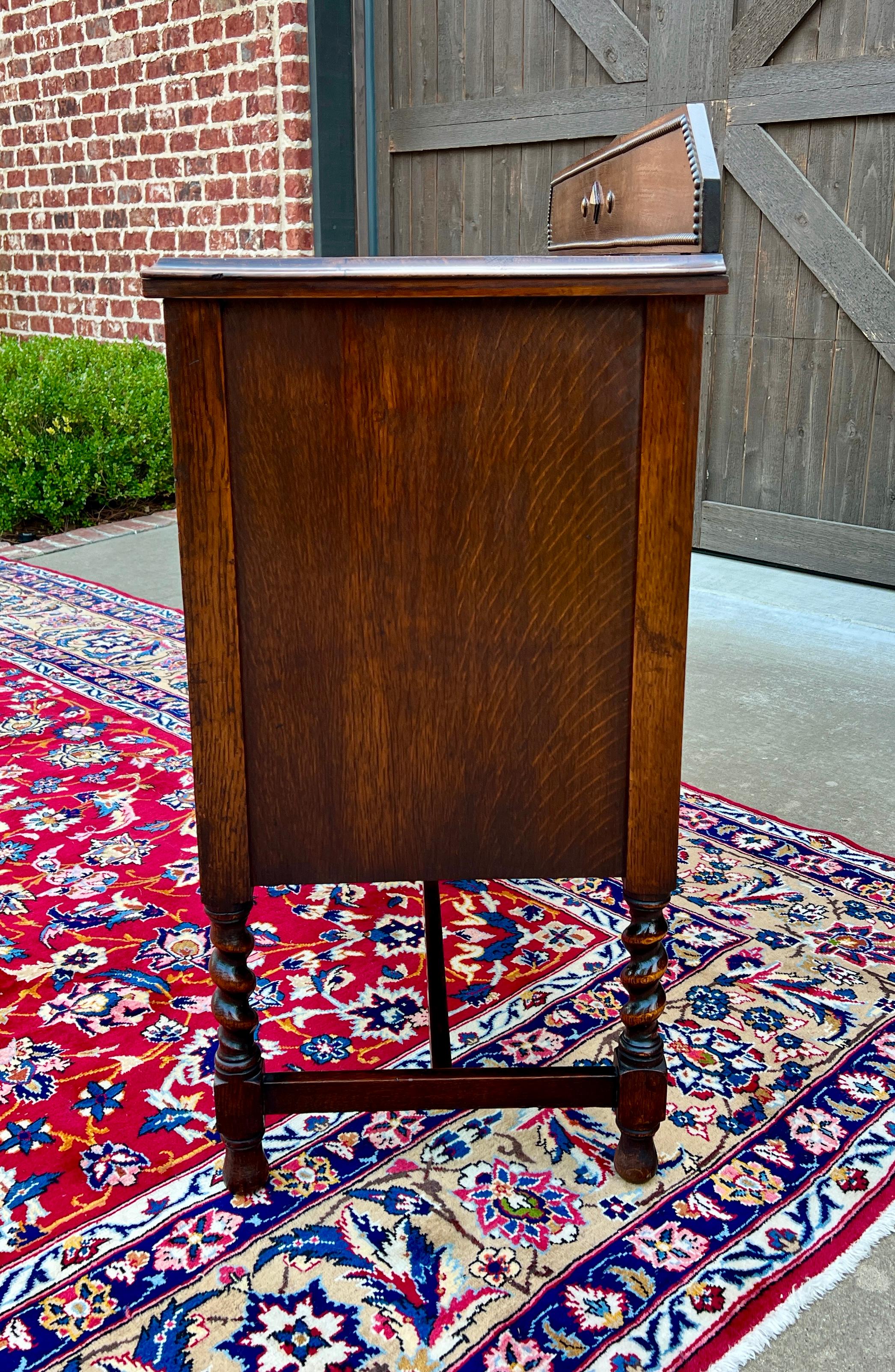 Mid-20th Century Antique English Sideboard Server Buffet Barley Twist Jacobean Honey Oak c.1930s