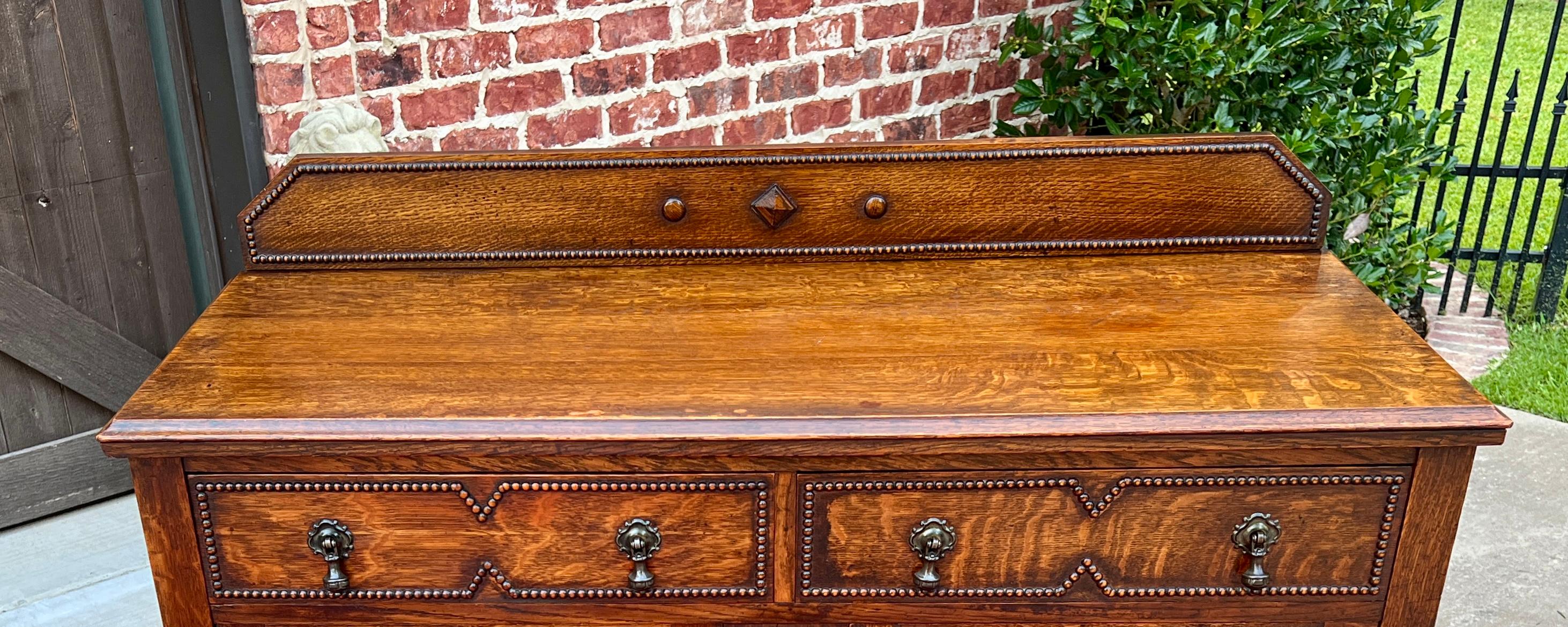 Antique English Sideboard Server Buffet Barley Twist Jacobean Honey Oak c.1930s 2