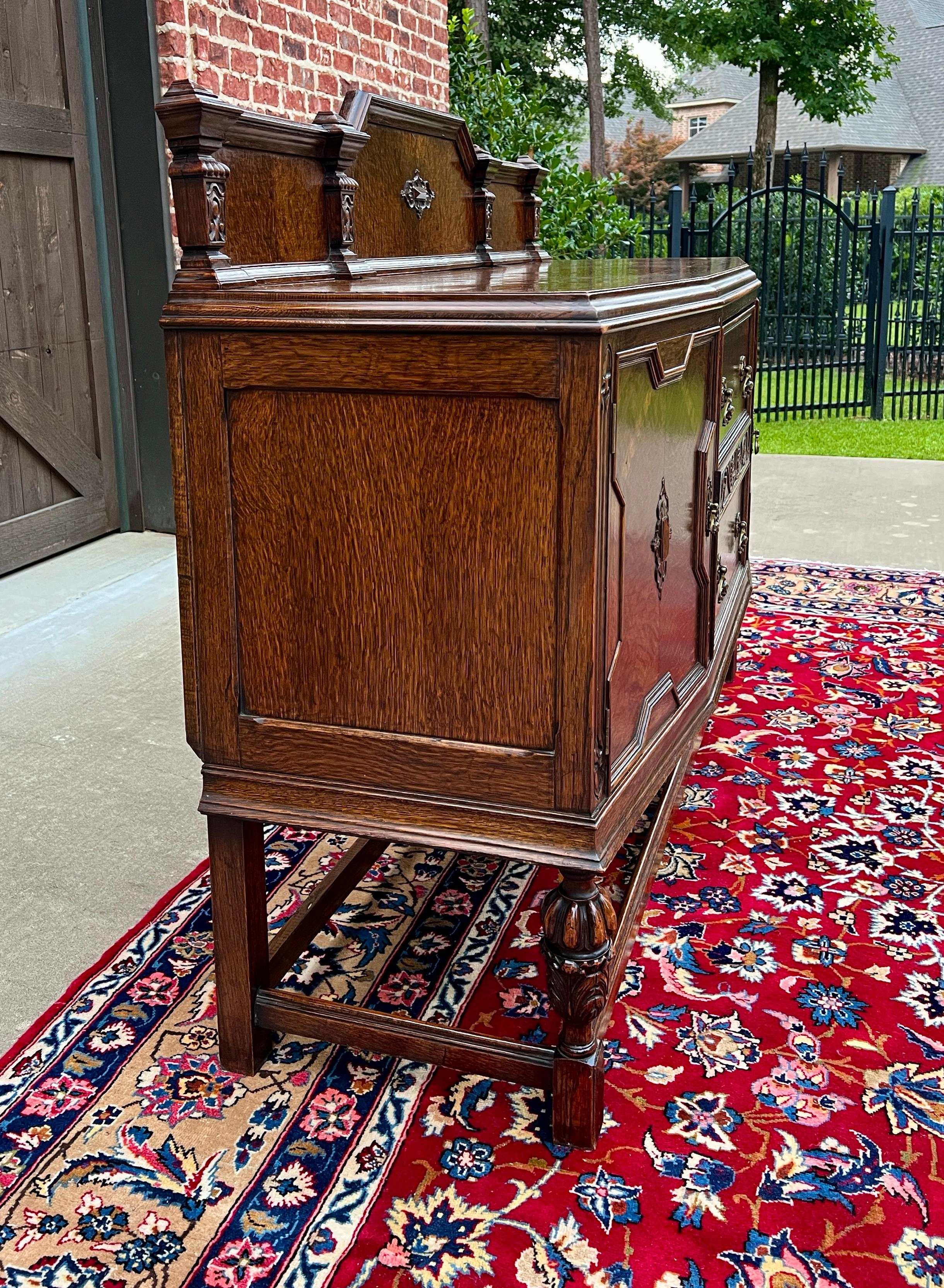 Antique English Sideboard Server Buffet Cabinet Tiger Oak Bow Front c. 1930s 4
