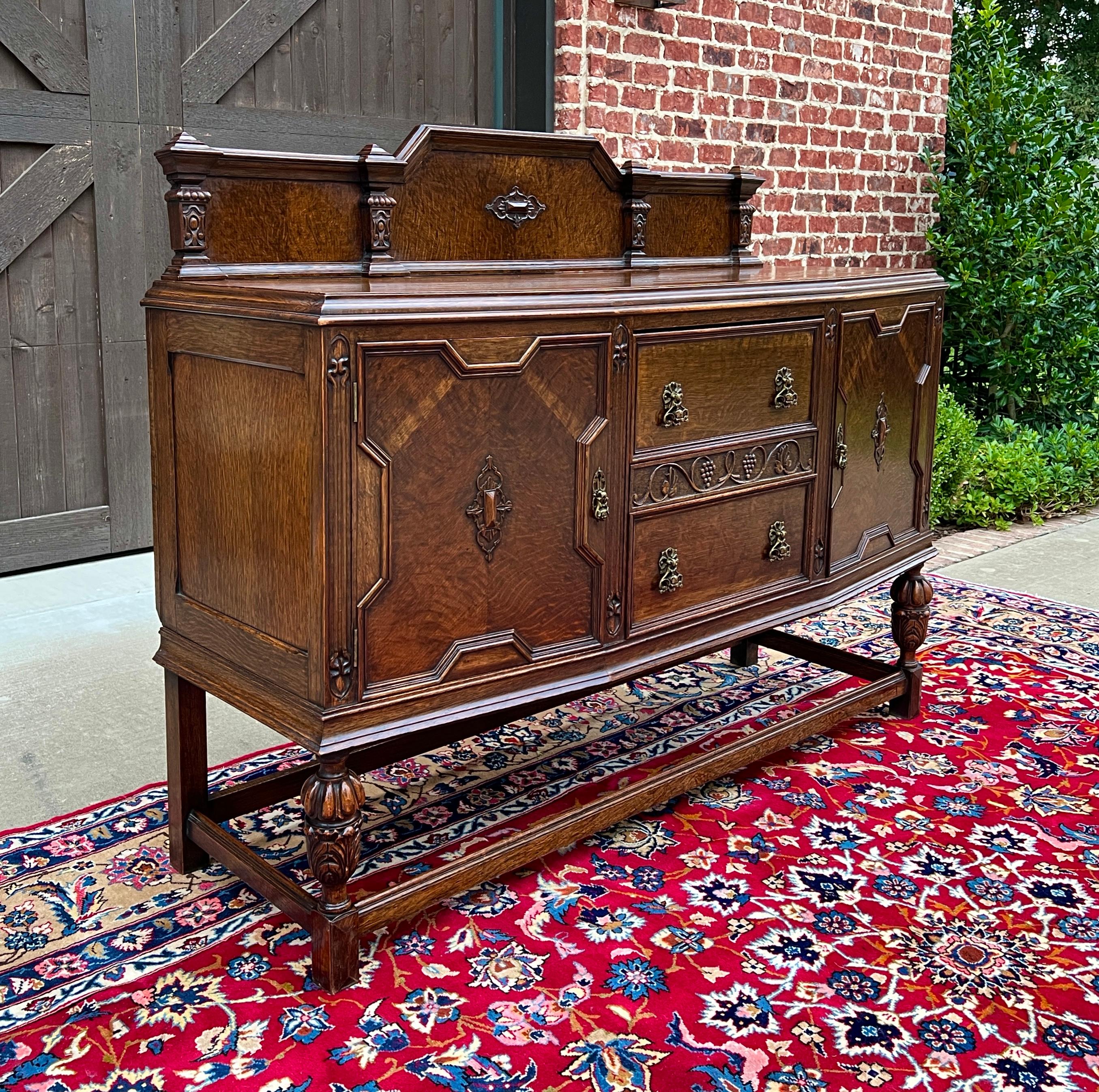 Antique English Sideboard Server Buffet Cabinet Tiger Oak Bow Front c. 1930s 10