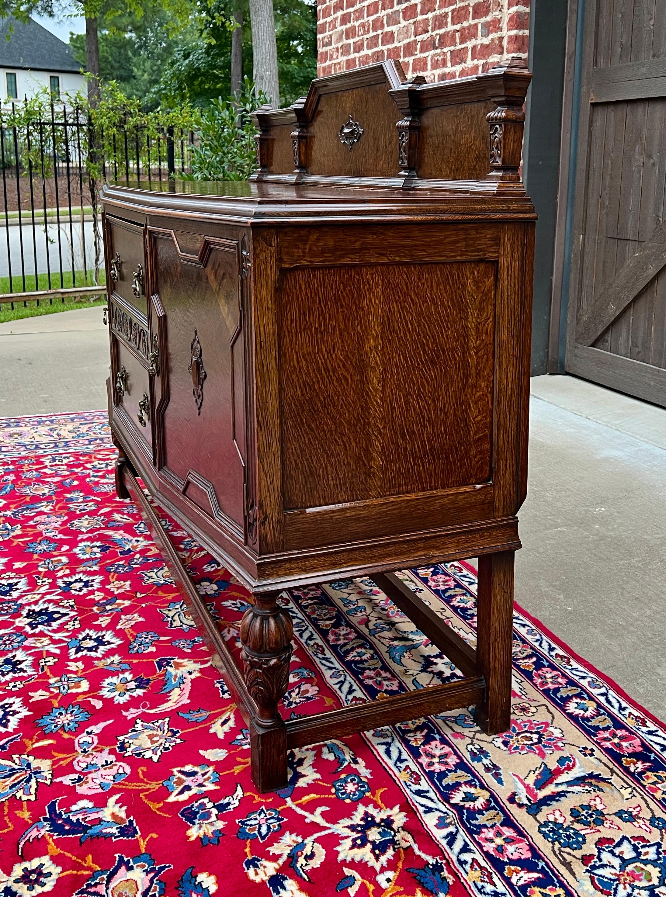 Antique English Sideboard Server Buffet Cabinet Tiger Oak Bow Front c. 1930s 12
