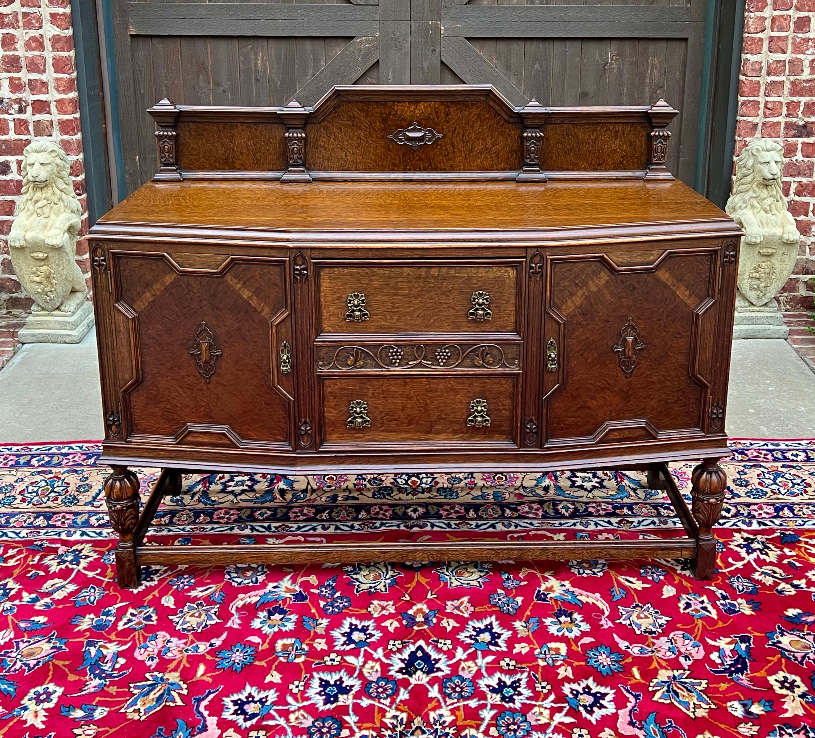 Antique English Sideboard Server Buffet Cabinet Tiger Oak Bow Front c. 1930s 3