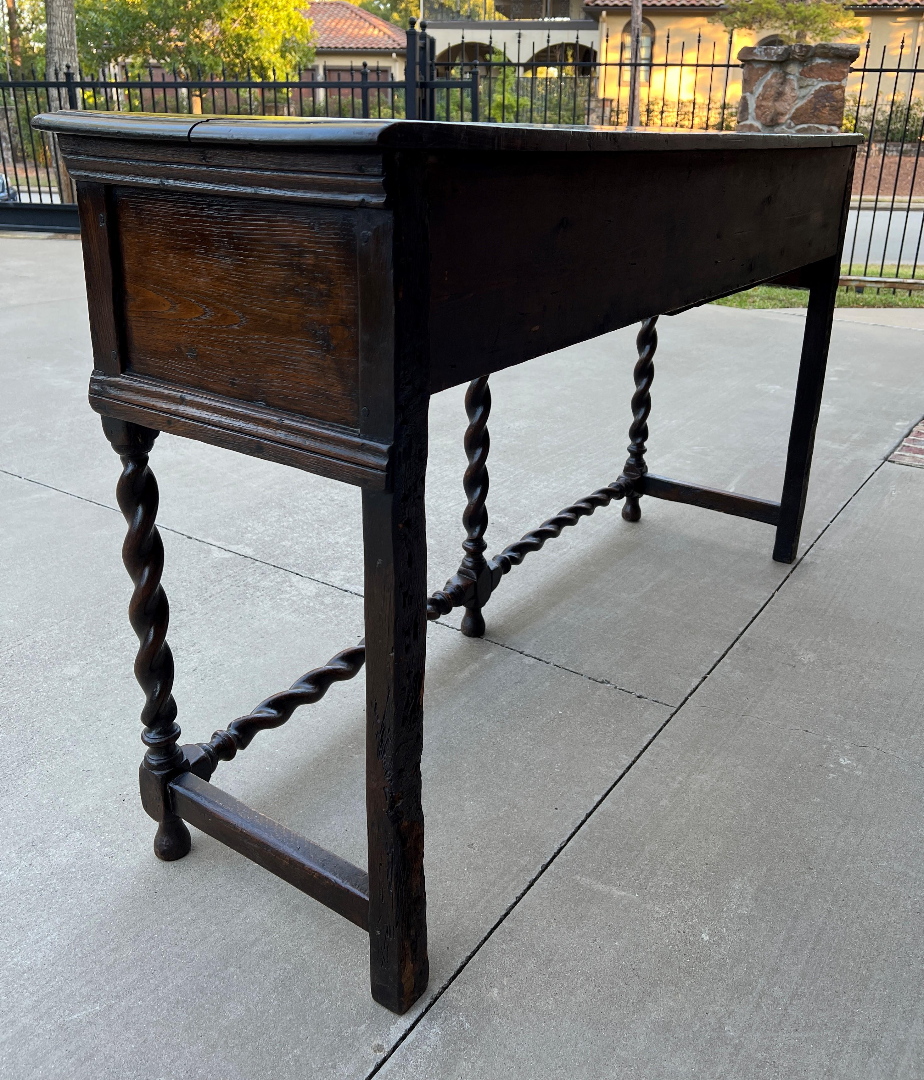 Antique English Sideboard Server Sofa Table Buffet Jacobean Barley Twist Oak 19C 8
