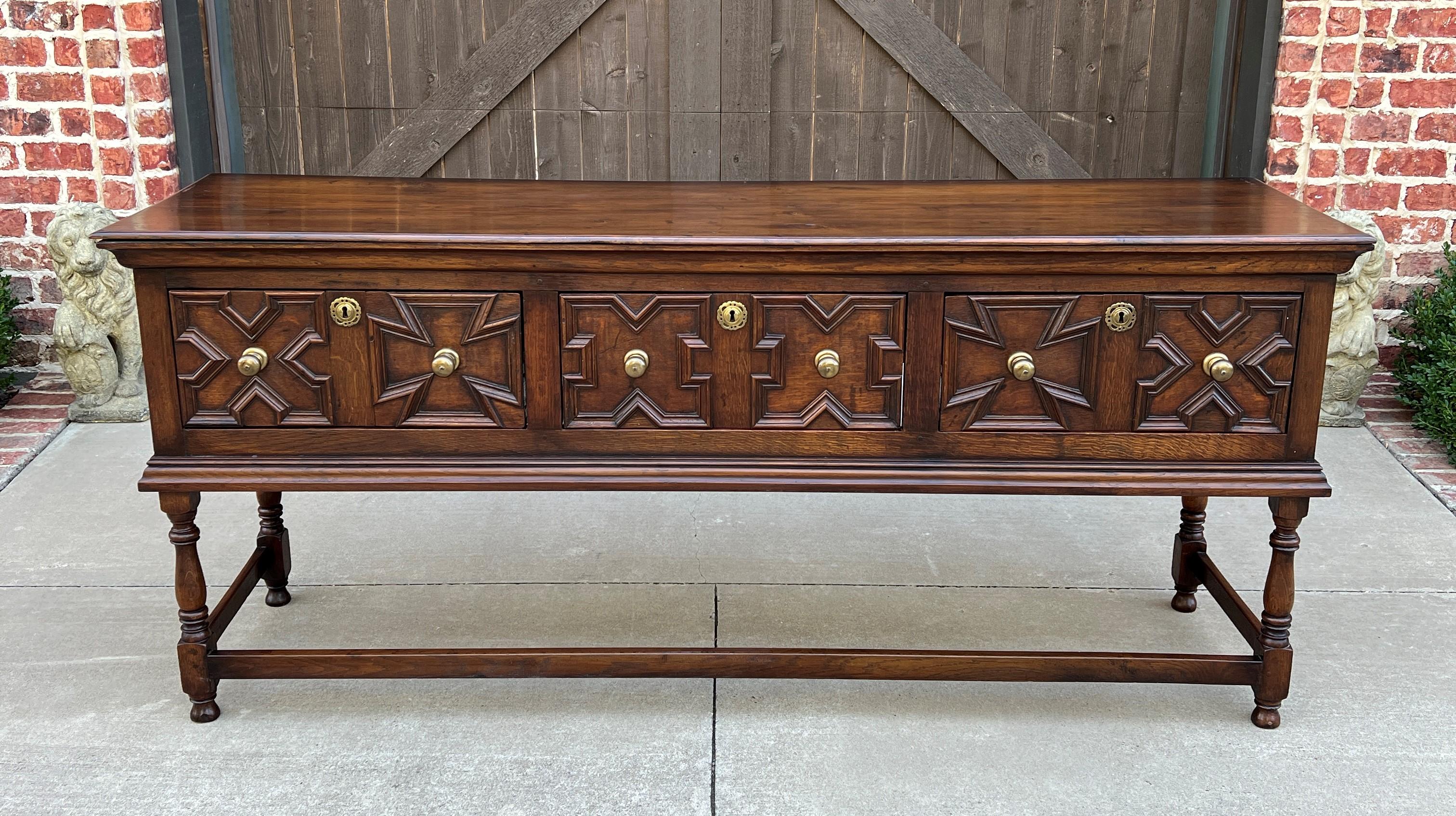 Antique English Sideboard Server Sofa Table Console Buffet Jacobean Oak C. 1890 5