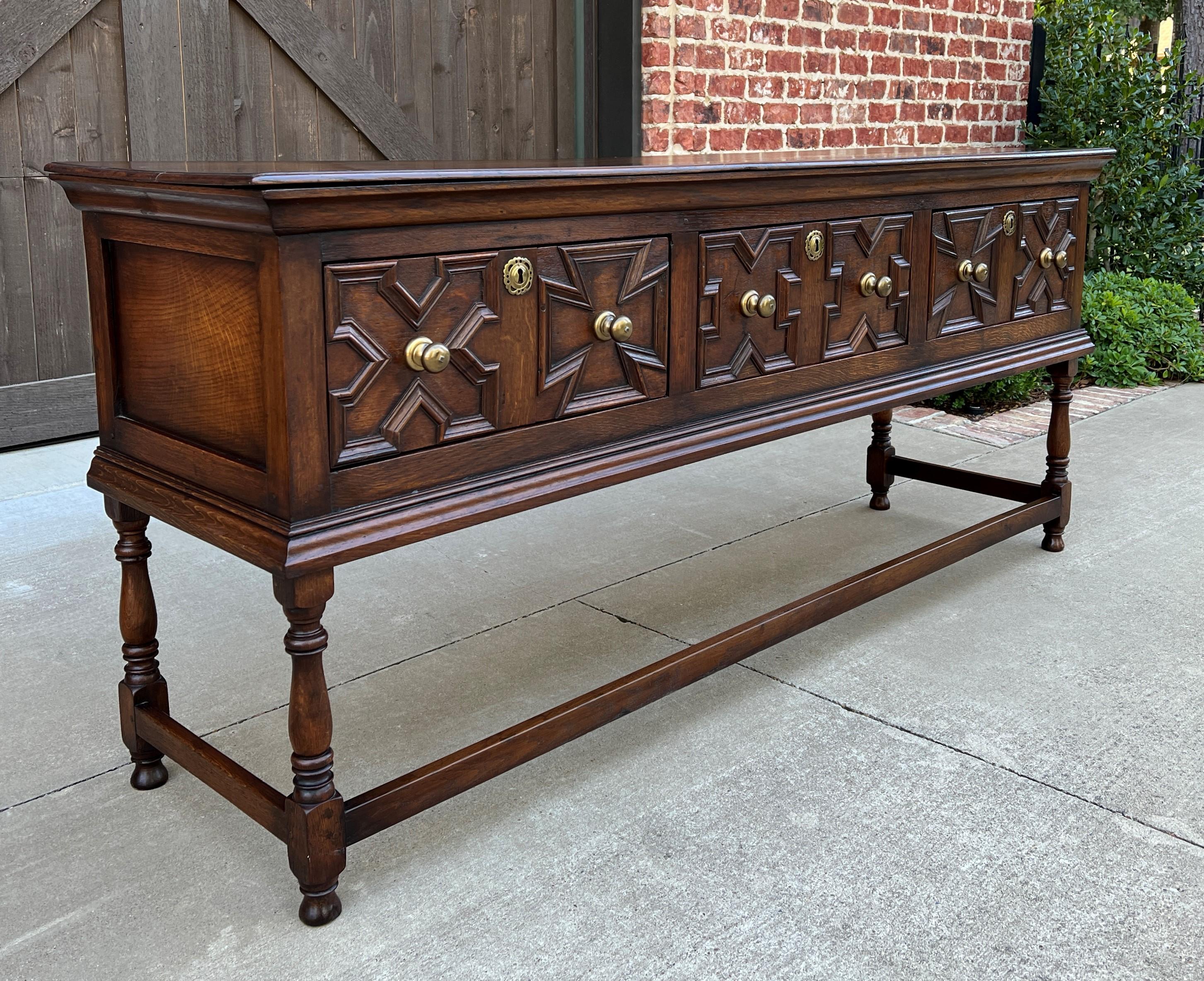Antique English Sideboard Server Sofa Table Console Buffet Jacobean Oak C. 1890 6