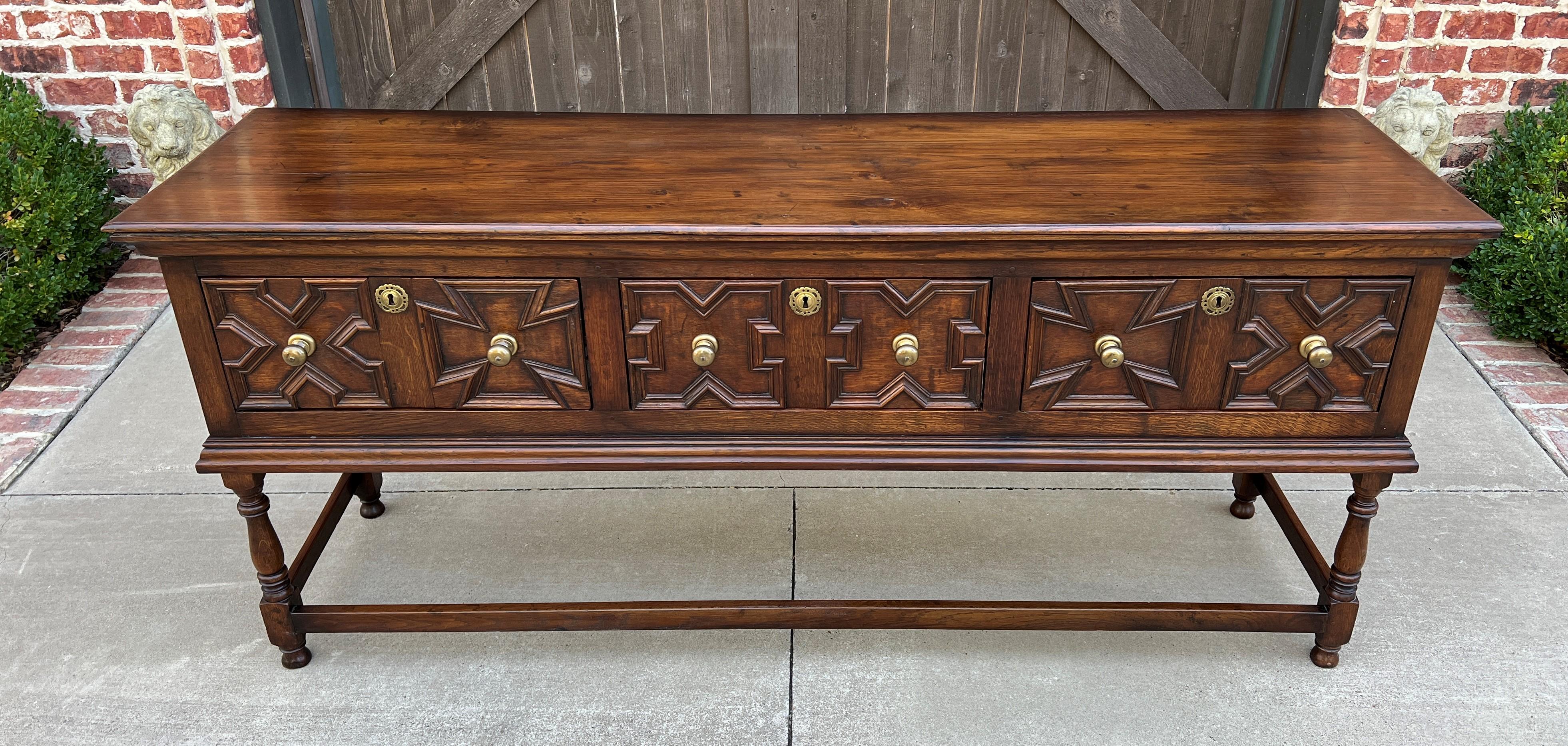 Antique English Sideboard Server Sofa Table Console Buffet Jacobean Oak C. 1890 9