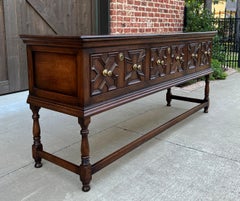 Antique English Sideboard Server Sofa Table Console Buffet Jacobean Oak C. 1890