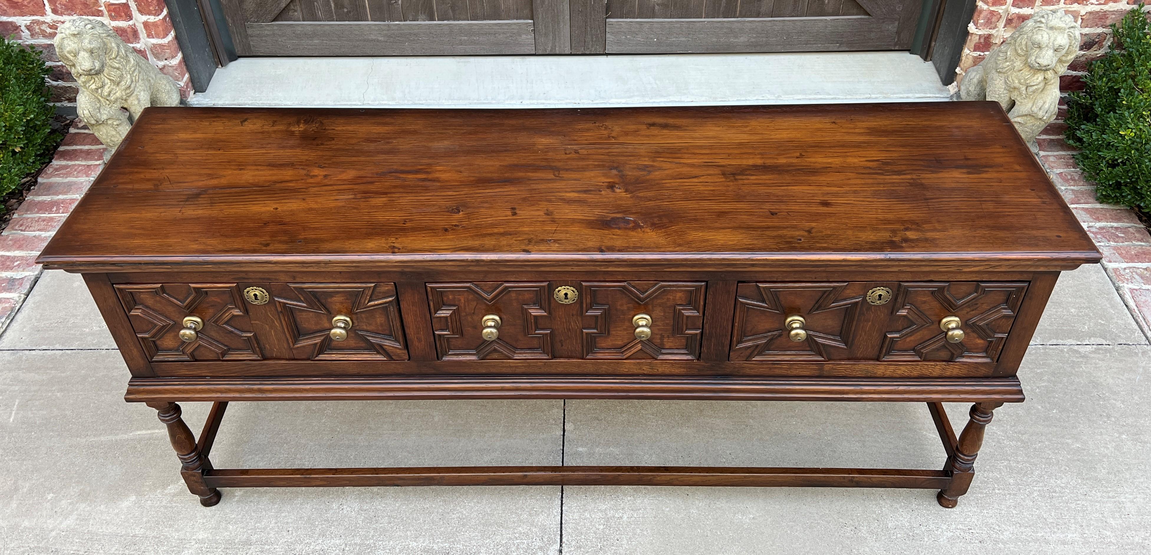 Antique English Sideboard Server Sofa Table Console Buffet Jacobean Oak C. 1890 4