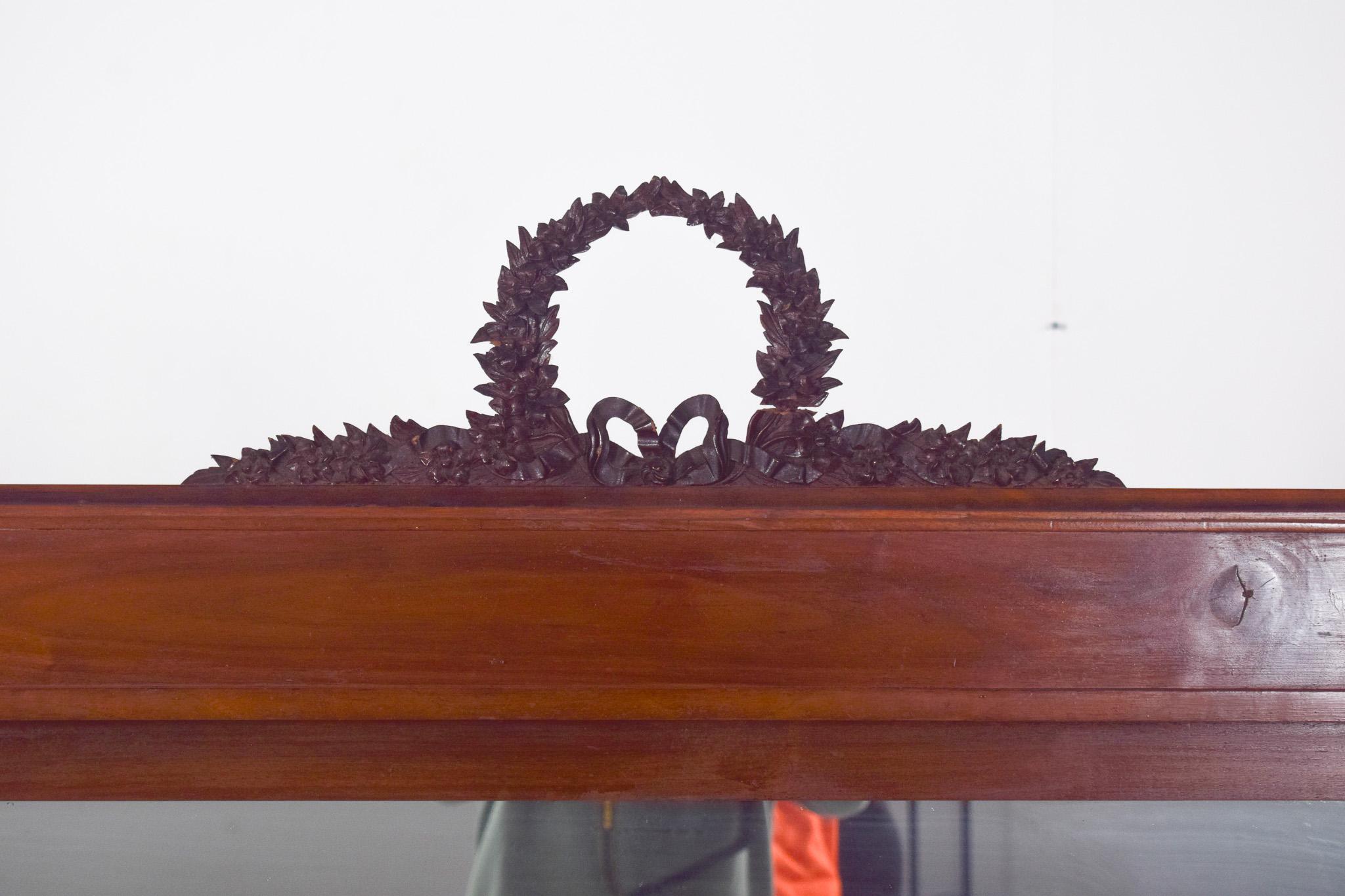 20th Century Antique English Sideboard with Marble Top and Mirror For Sale