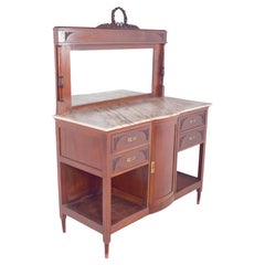 Antique English Sideboard with Marble Top and Mirror