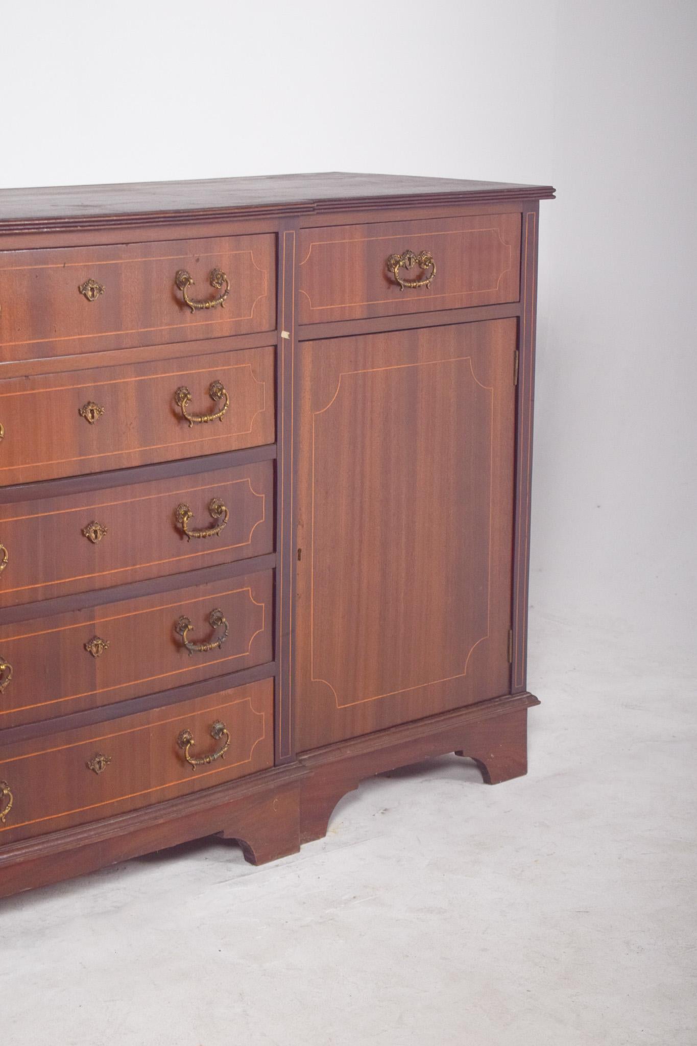 20th Century Antique English Sideboard with Marquetry Work For Sale