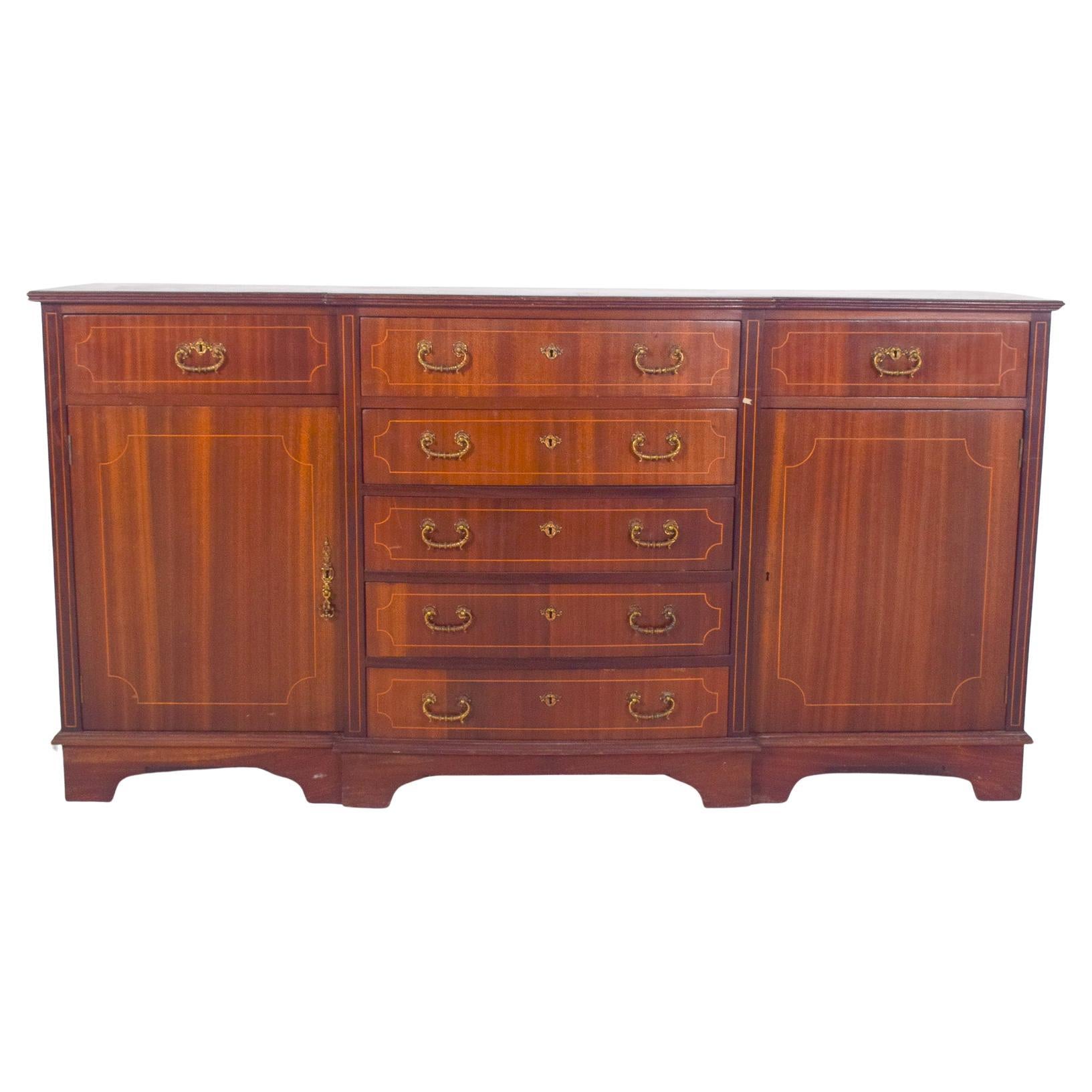 Antique English Sideboard with Marquetry Work For Sale