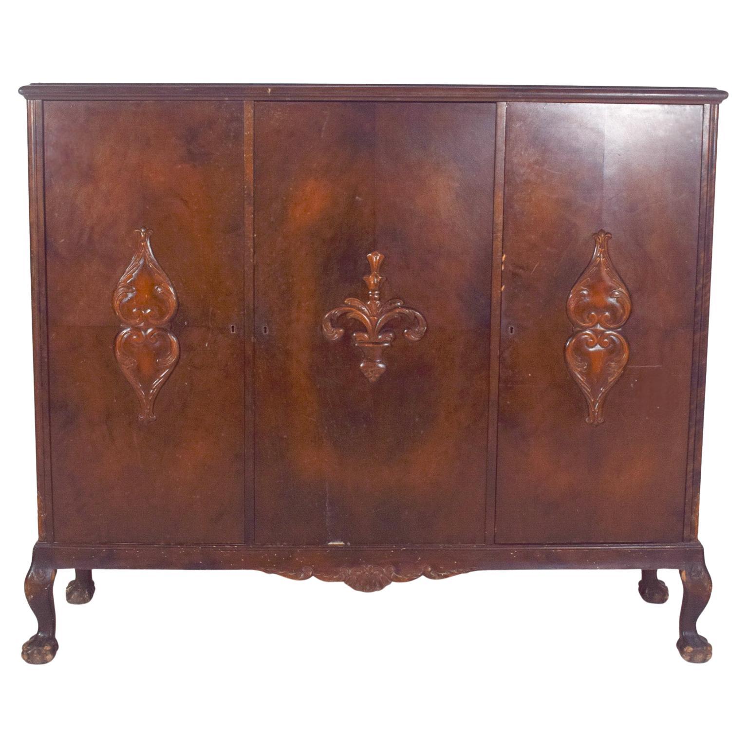 Antique English Sideboard with Three Doors