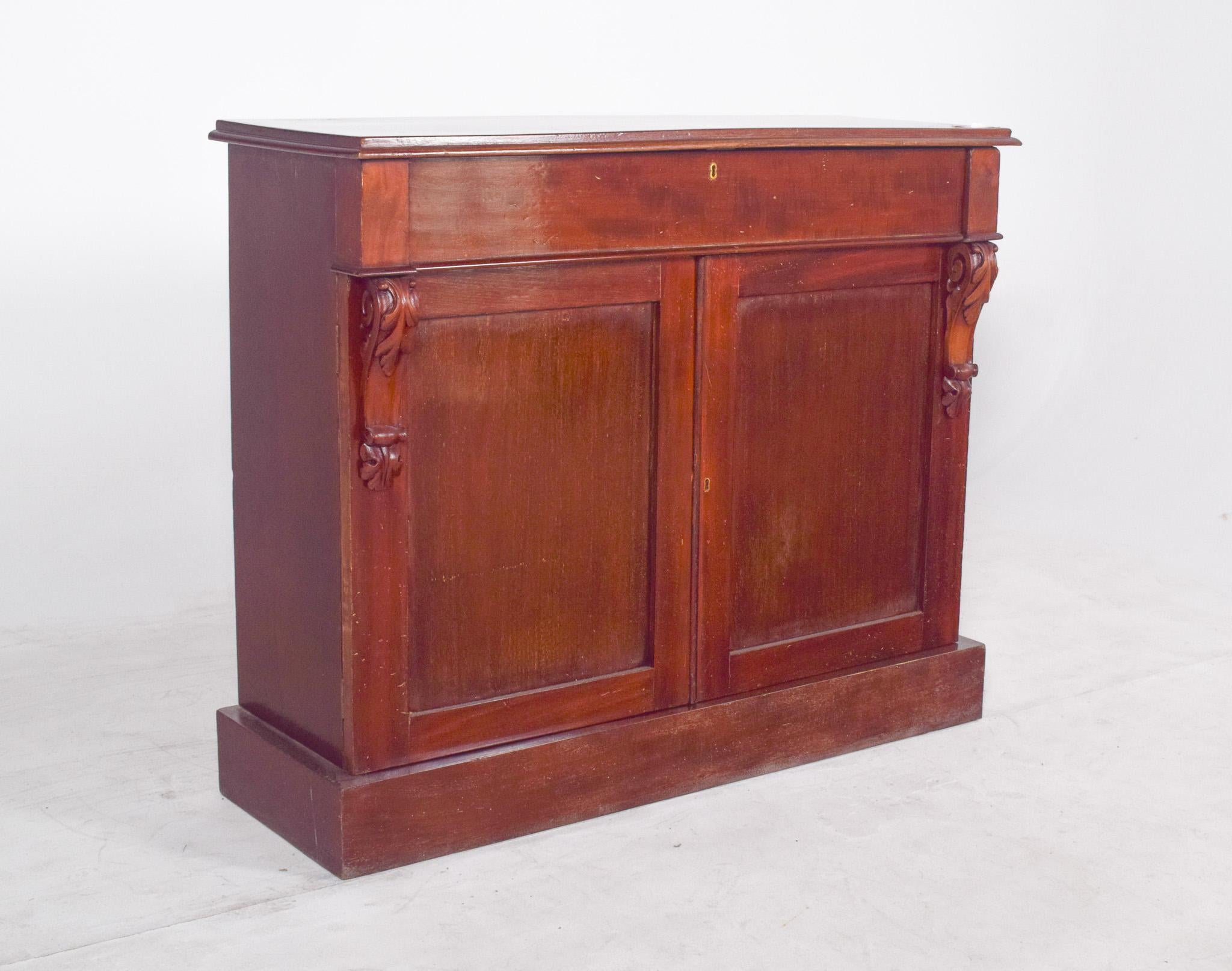 Late Victorian Antique English Sideboard with Two Doors For Sale