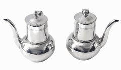 Antique English Silver bachelor's café-au-lait pair, London 1913 Wakely Wheeler