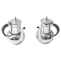 Antique English Silver bachelor's café-au-lait pair, London 1913 Wakely Wheeler