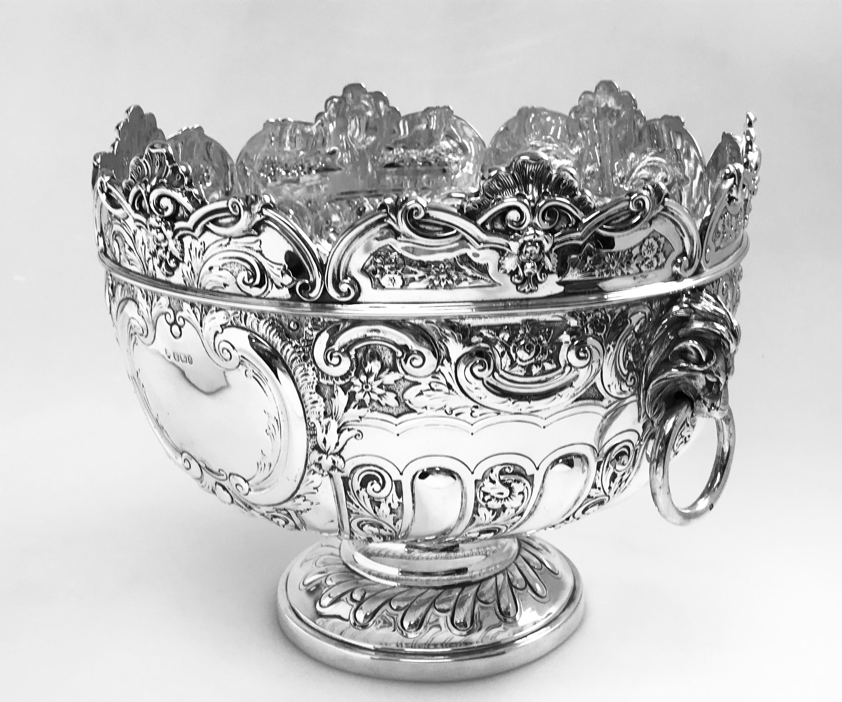Repoussé Antique English Silver Bowl
