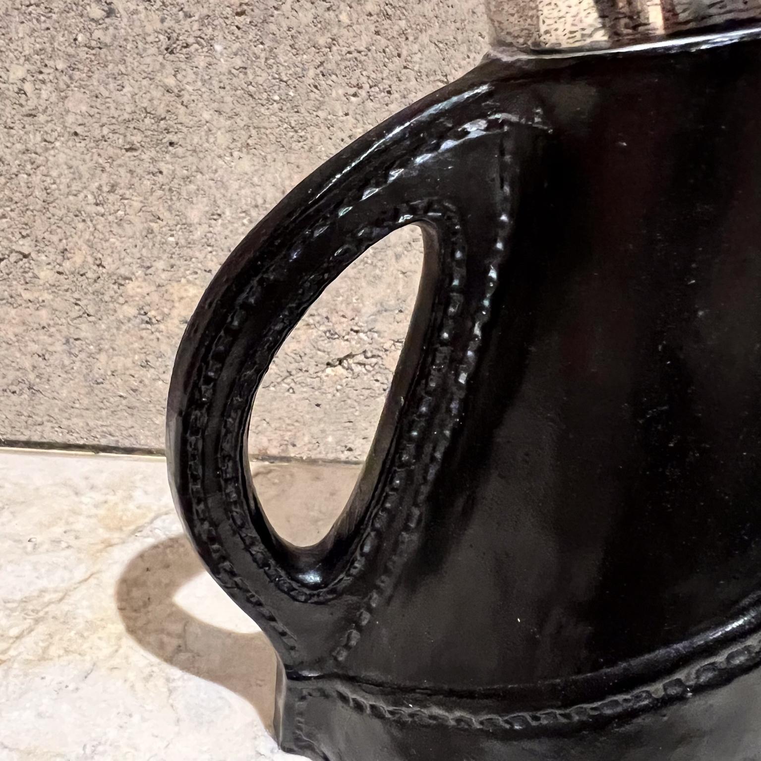 Antique English Silver Ceramic Blackjack Pitcher Saunders & Shepherd London In Good Condition For Sale In Chula Vista, CA