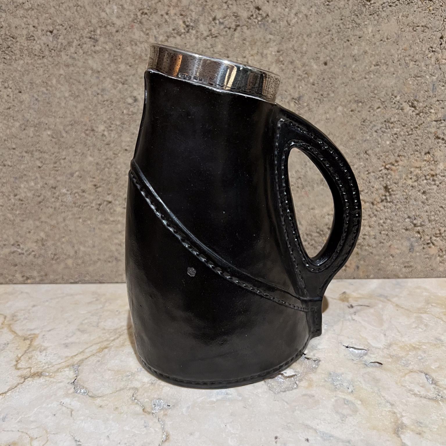 XX secolo Antica brocca inglese in argento e ceramica Blackjack Saunders & Shepherd London in vendita