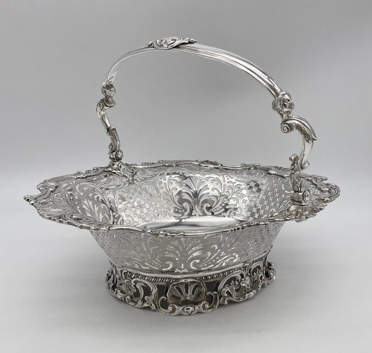 Antique English Sterling Silver II Basket For Sale at 1stDibs