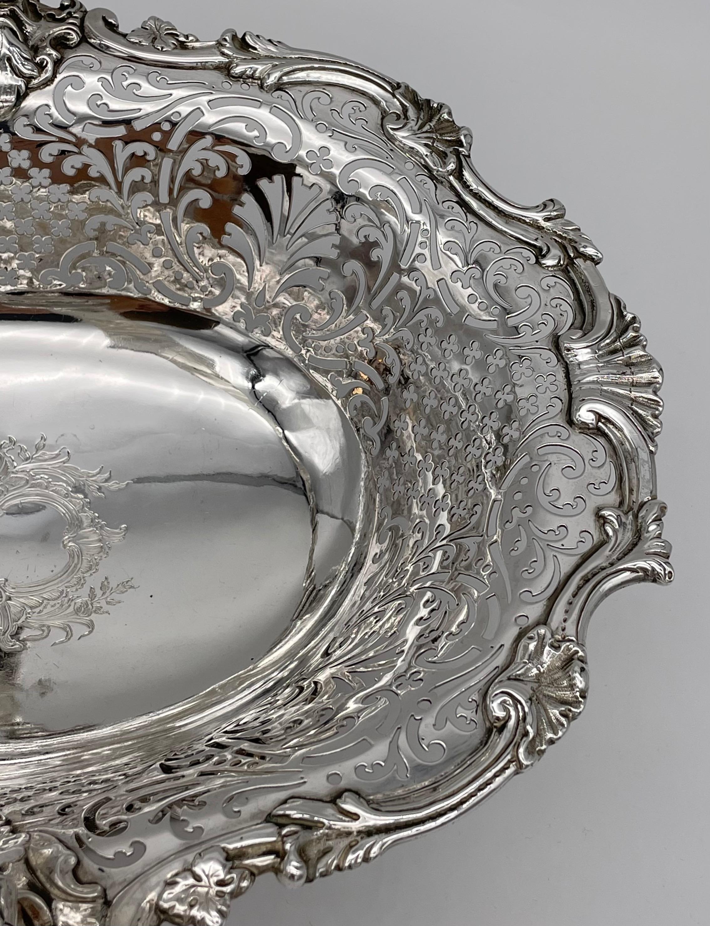 Antique English Sterling Silver George II Basket For Sale 4