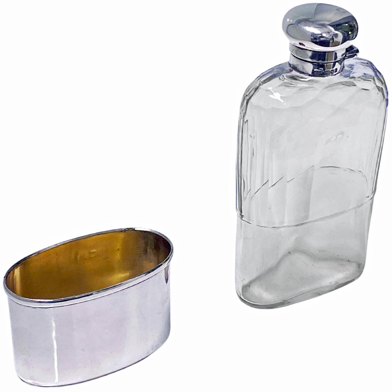 Women's or Men's Antique English Silver hip flask, London 1906, George  Henry James