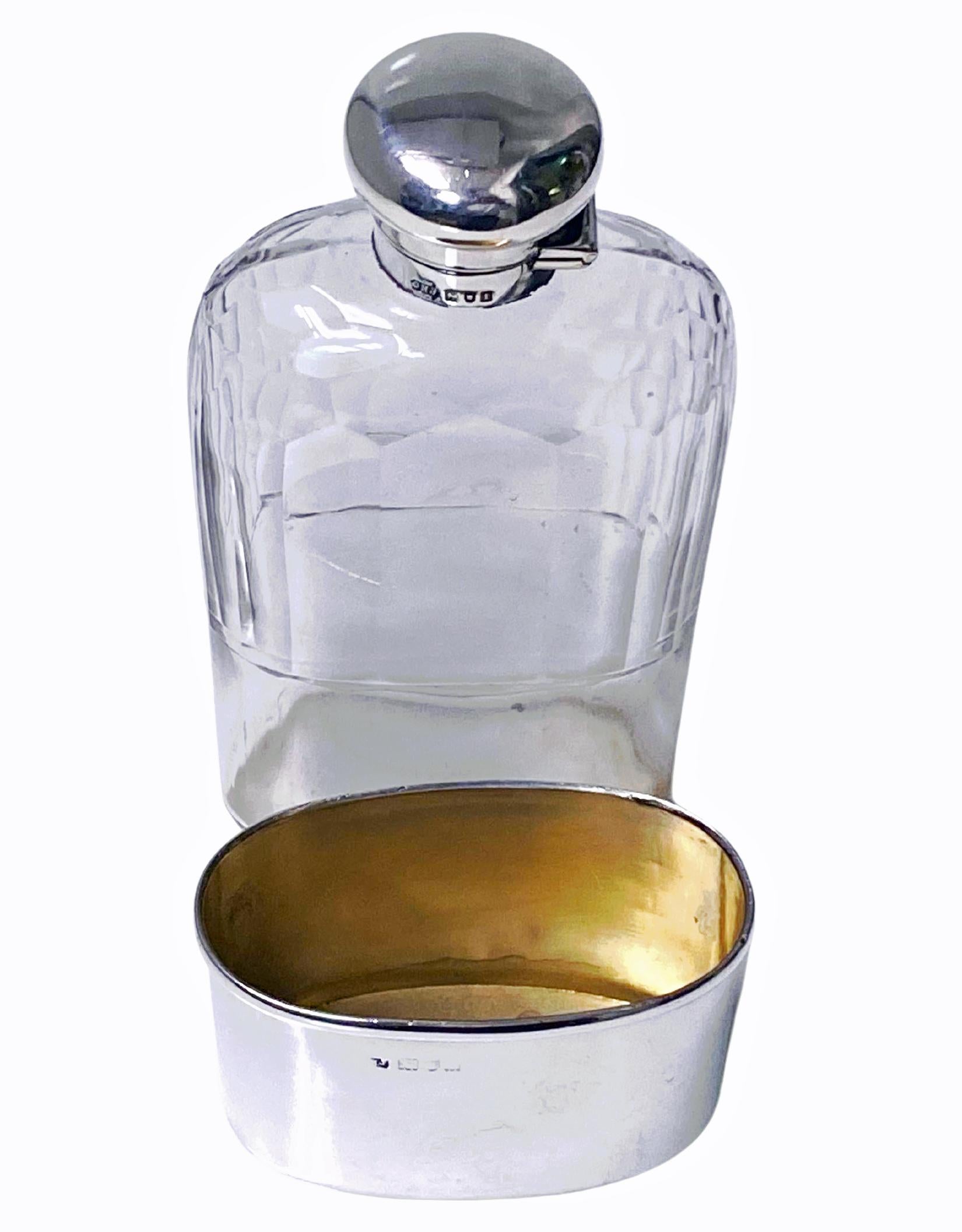 Antique English Silver hip flask, London 1906, George  Henry James 1