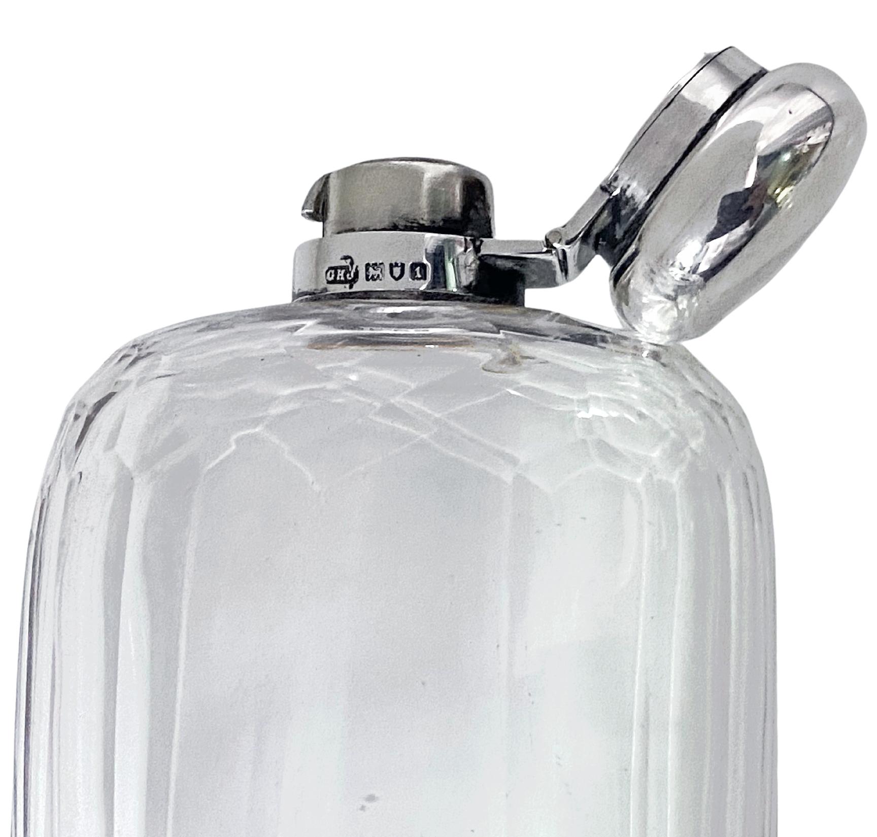 Antique English Silver hip flask, London 1906, George  Henry James 3