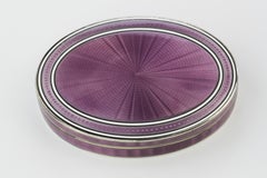 Antique English Silver Imported Purple Guilloche Enamel Box