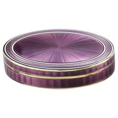 Antique English Silver Imported Purple Guilloche Enamel Box