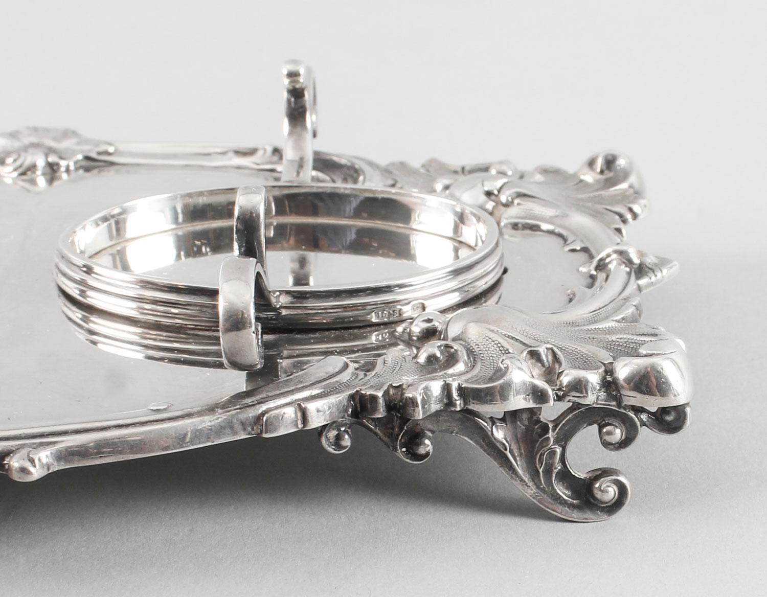 Antique English Silver Inkstand Cut-Glass Wells J Dixon 1899, 19th Century In Excellent Condition In London, GB
