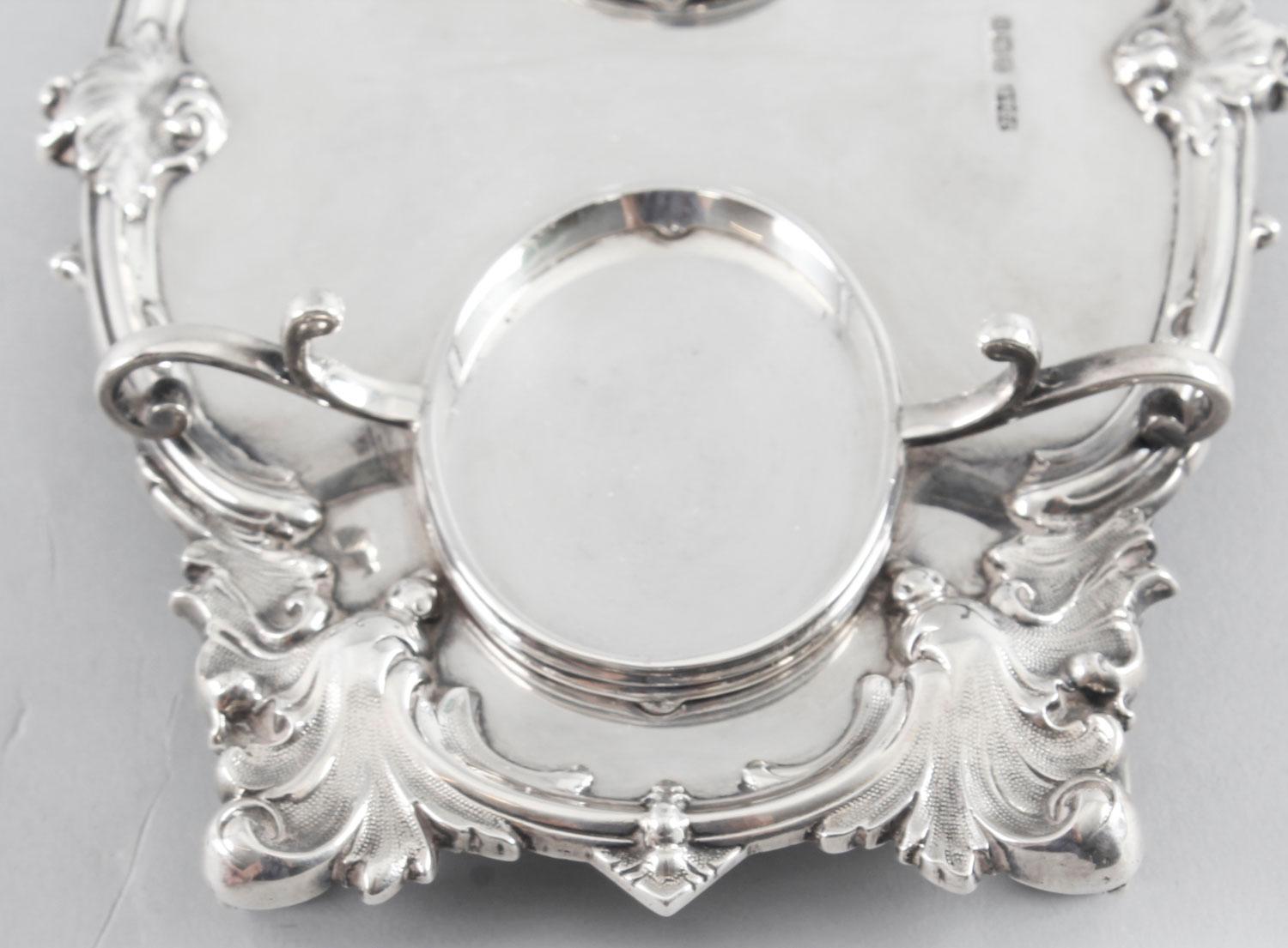 Antique English Silver Inkstand Cut-Glass Wells J Dixon 1899, 19th Century 1
