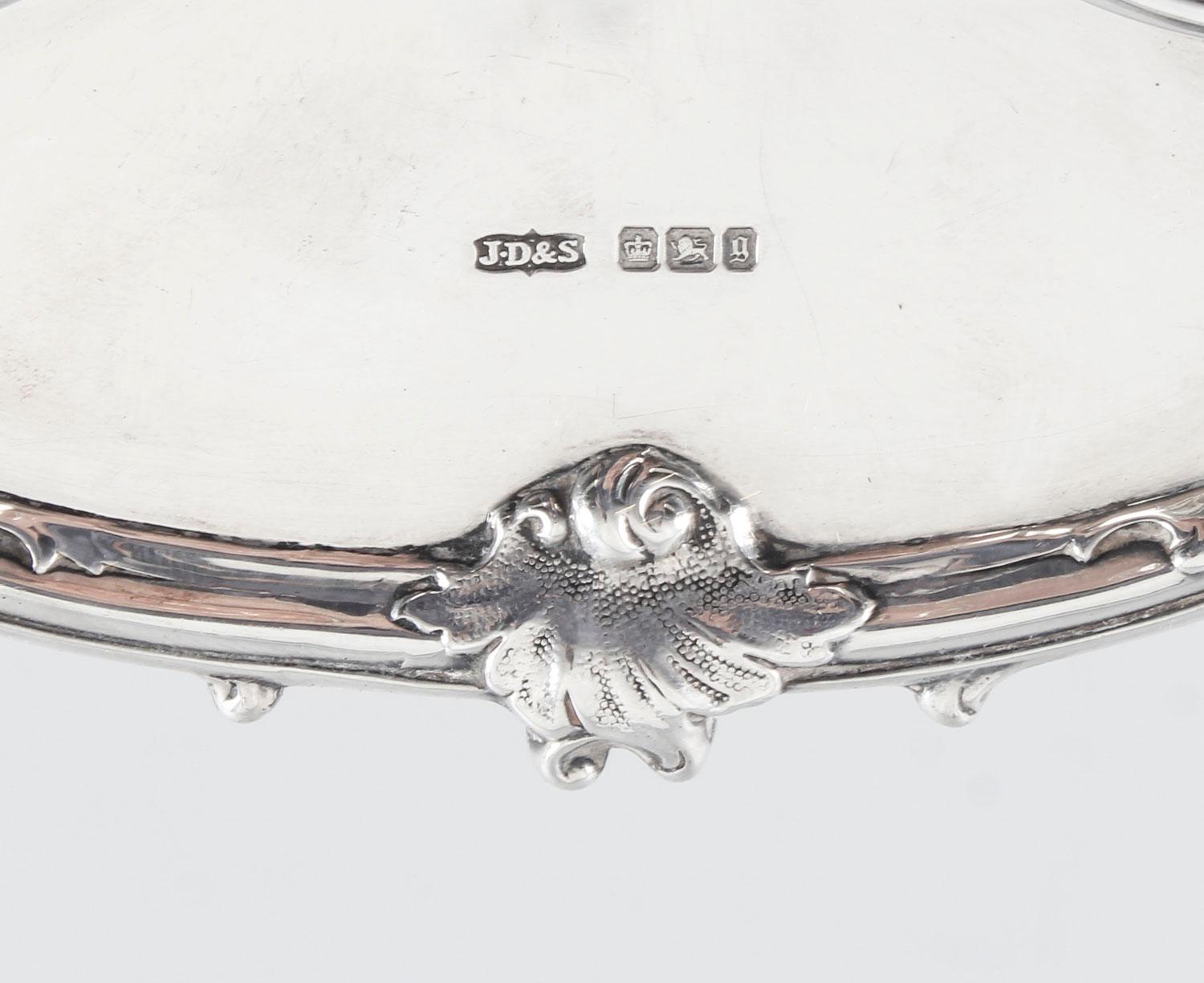 Antique English Silver Inkstand Cut-Glass Wells J Dixon 1899, 19th Century 4
