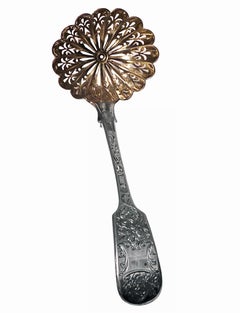 Antique English Silver large Sugar Sifter Ladle London 1863 Elizabeth Eaton