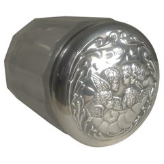 Antique English Silver Lidded Vanity Jar, Reynold's Angels, 1904